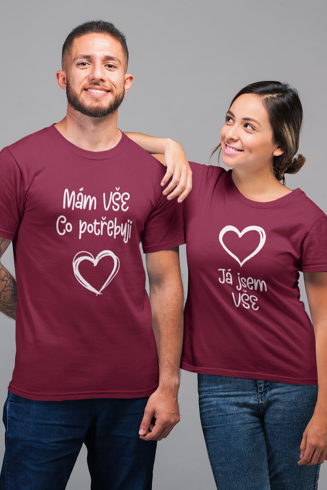 Trička pro páry Všechno Barva: Marlboro červená, Dámska velikost: L, Pánska velikost: S