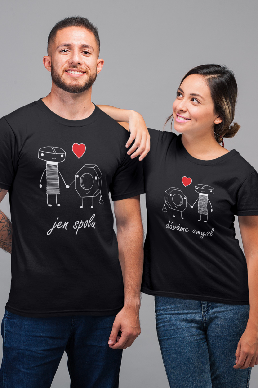 Trička pro páry Jen spolu dáváme smysl Barva: Černá, Dámska velikost: XS, Pánska velikost: 2XL