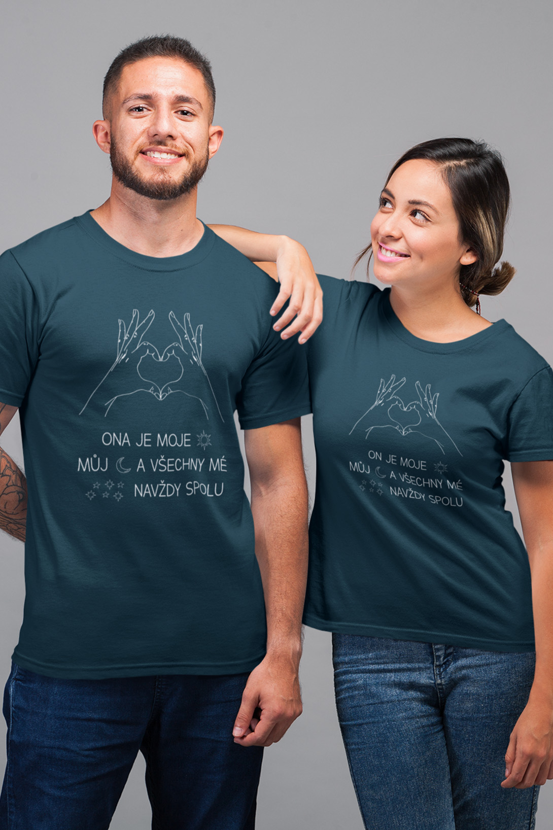 Trička pro páry Navždy spolu Barva: Petrolejová, Dámska velikost: 2XL, Pánska velikost: S