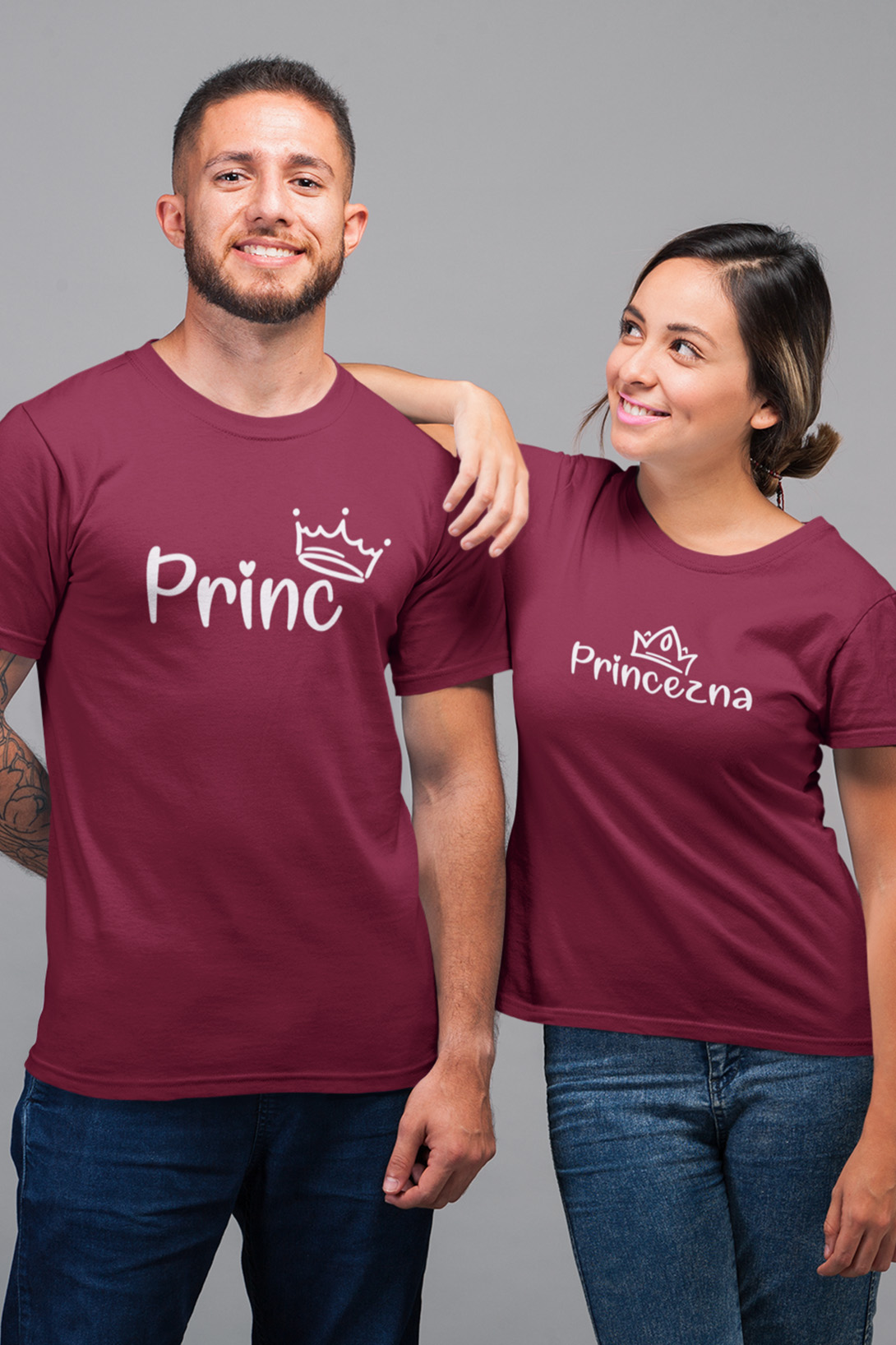 Trička pro páry Princ a princezna Barva: Marlboro červená, Dámska velikost: 2XL, Pánska velikost: 3XL