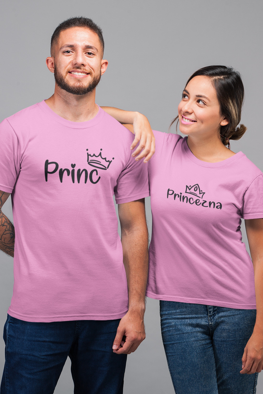 Trička pro páry Princ a princezna Barva: Růžová, Dámska velikost: L, Pánska velikost: 4XL