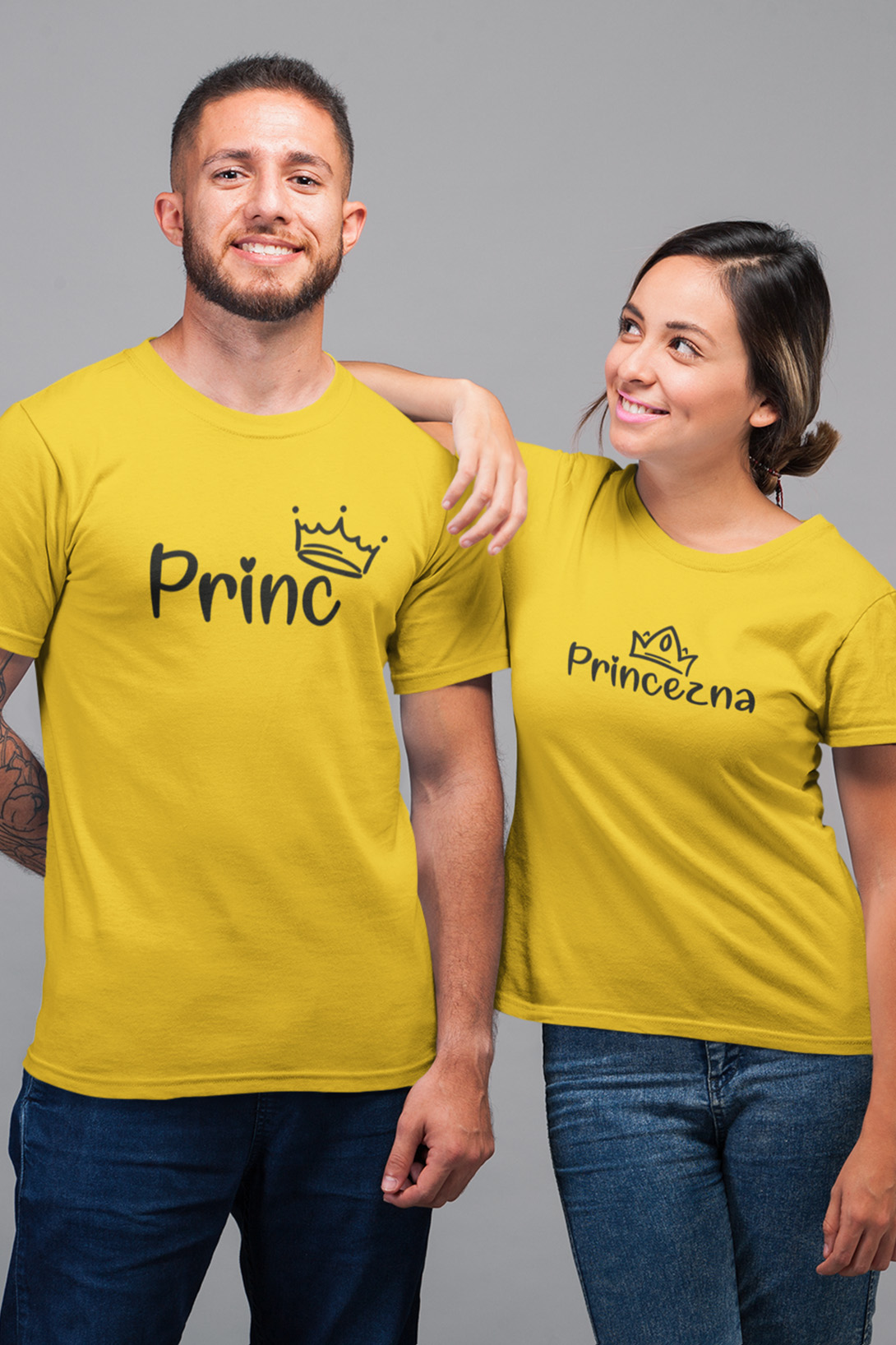 Trička pro páry Princ a princezna Barva: Žlutá, Dámska velikost: M, Pánska velikost: 3XL