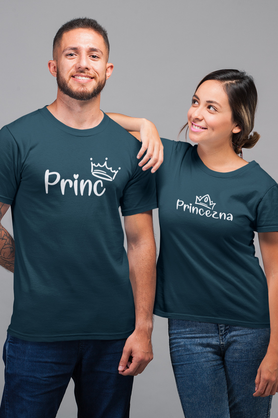 Trička pro páry Princ a princezna Barva: Petrolejová, Dámska velikost: 2XL, Pánska velikost: S