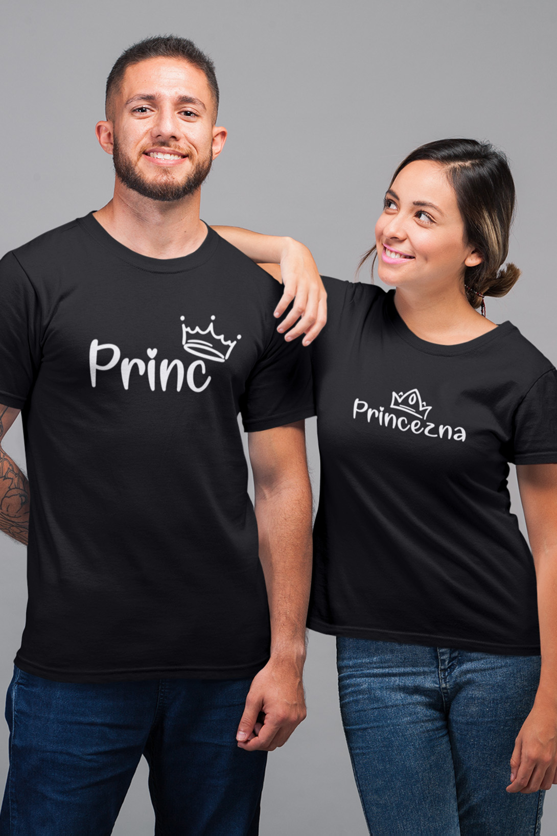 Trička pro páry Princ a princezna Barva: Černá, Dámska velikost: 2XL, Pánska velikost: 2XL