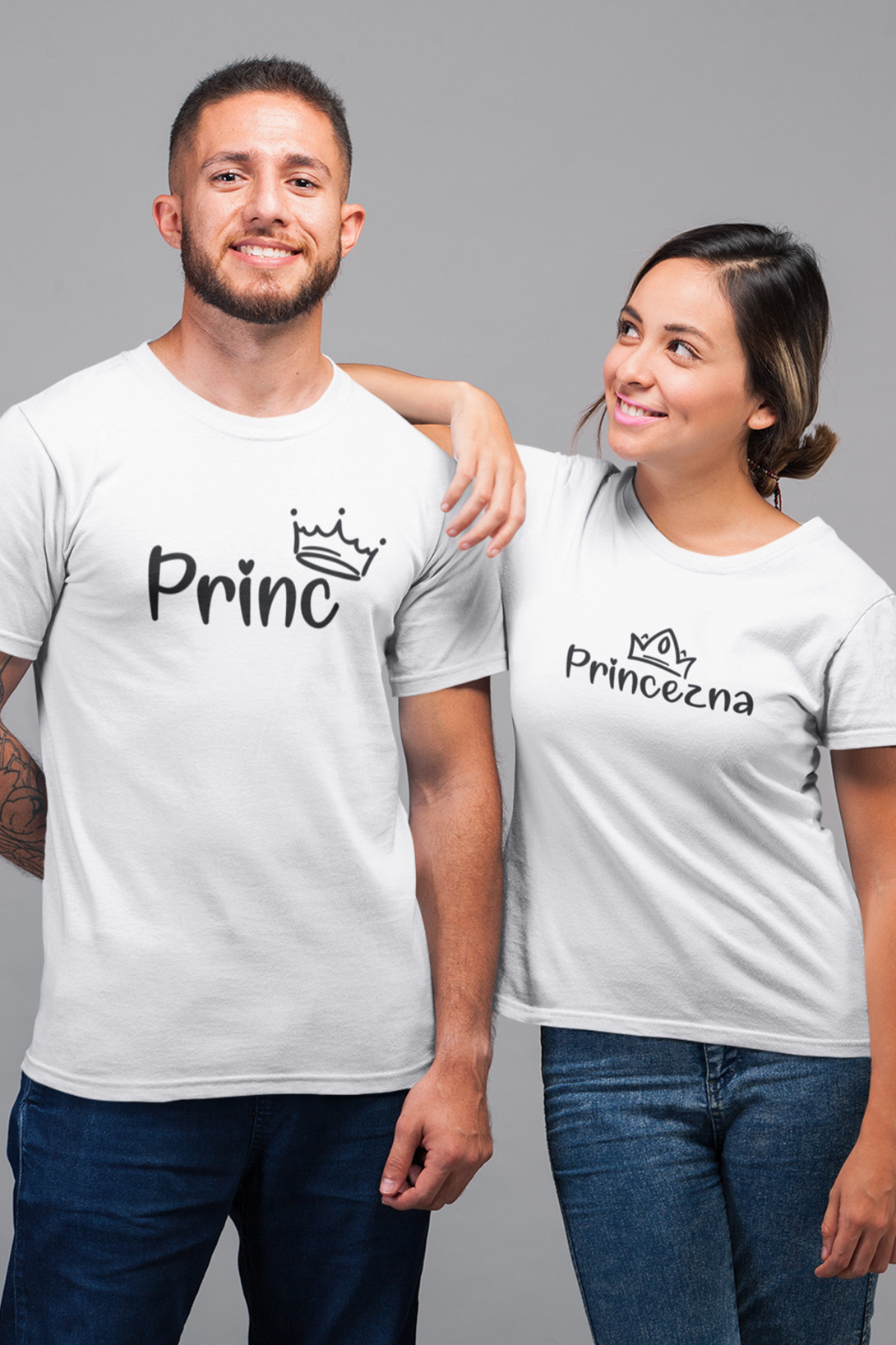 Trička pro páry Princ a princezna Barva: Bílá, Dámska velikost: M, Pánska velikost: L