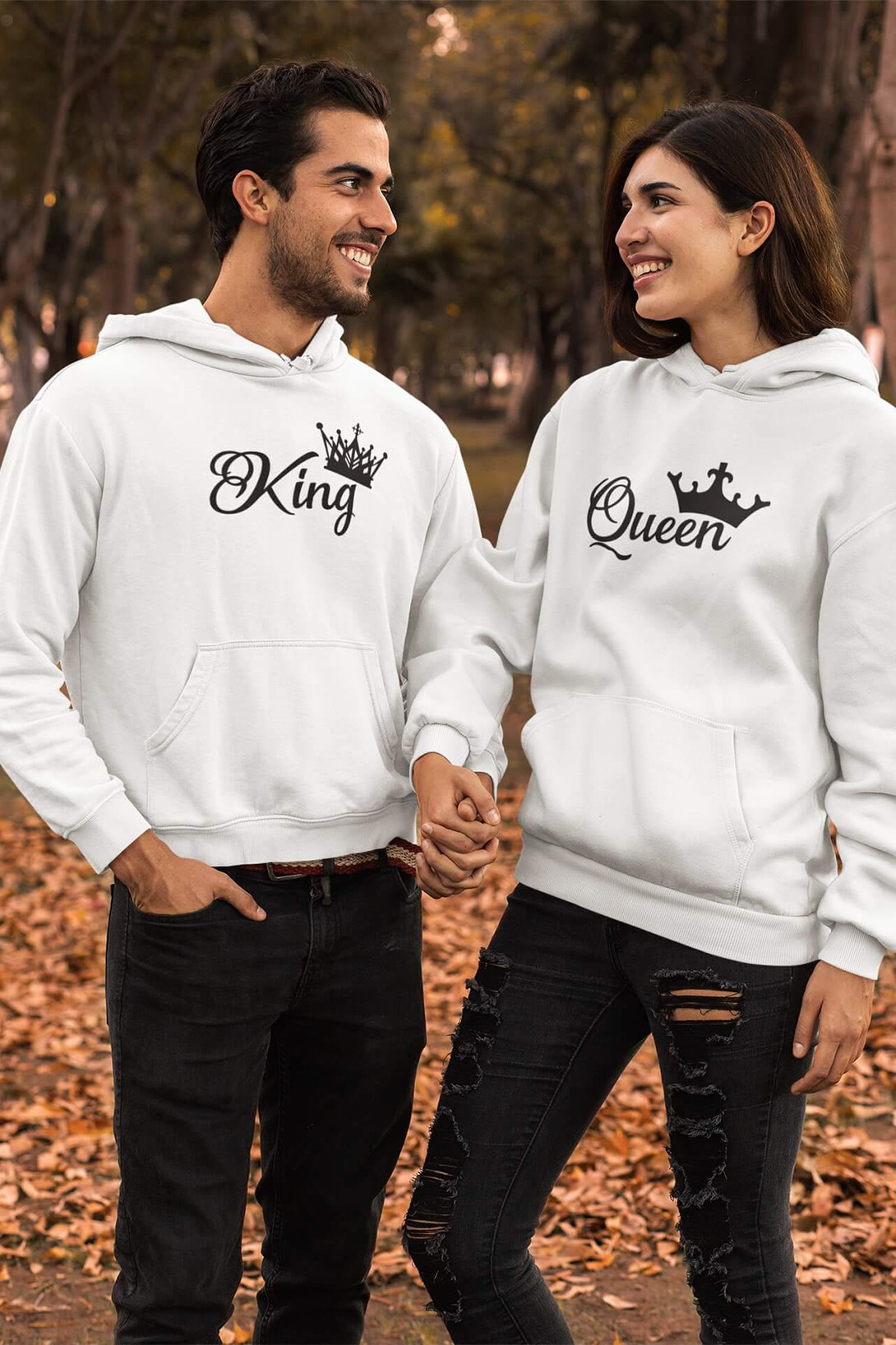 Levně Mikiny pro páry King Queen Barva: Bílá