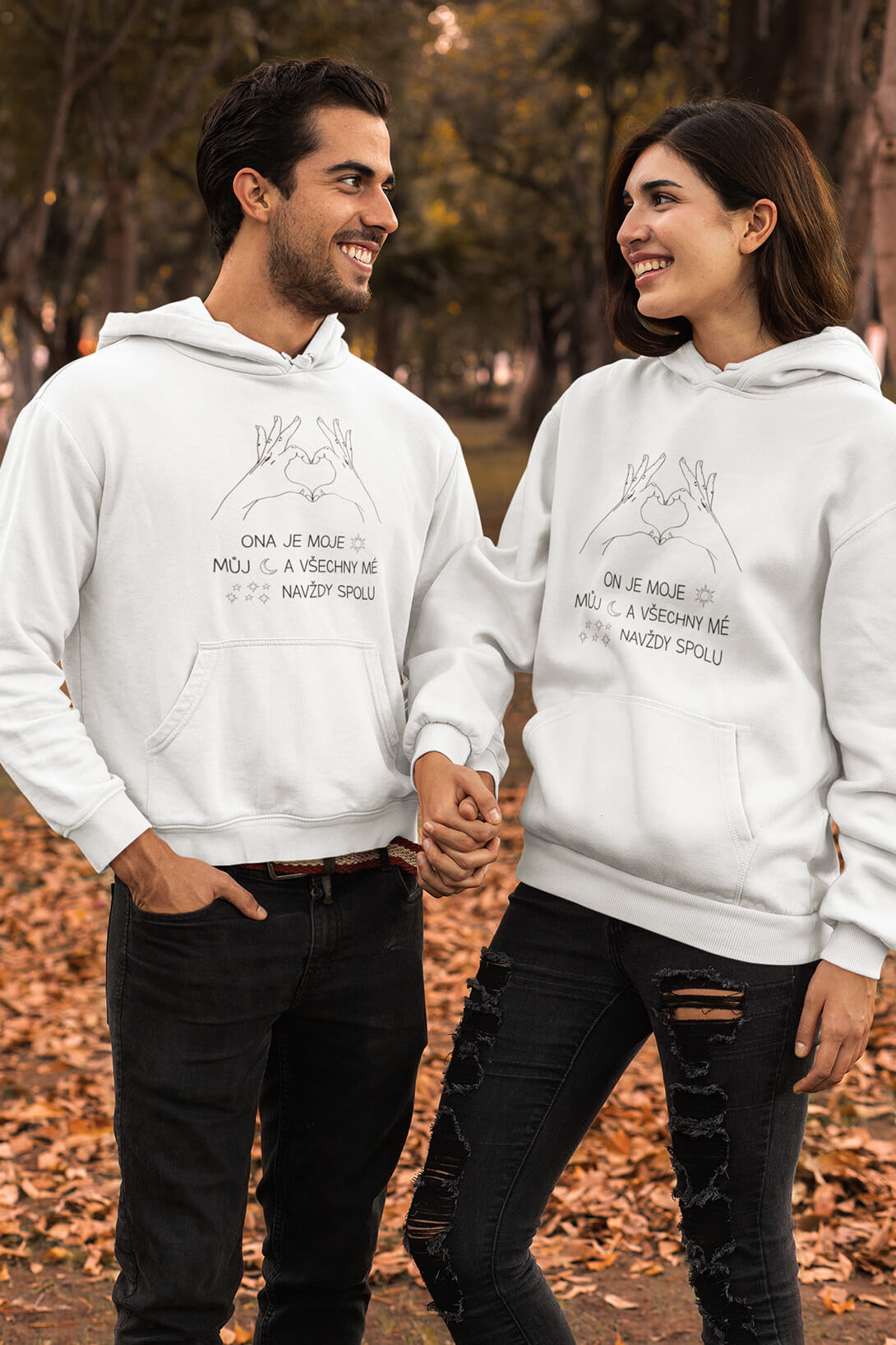 Mikiny pro páry Navždy spolu Barva: Bílá, Dámska velikost: M, Pánska velikost: S
