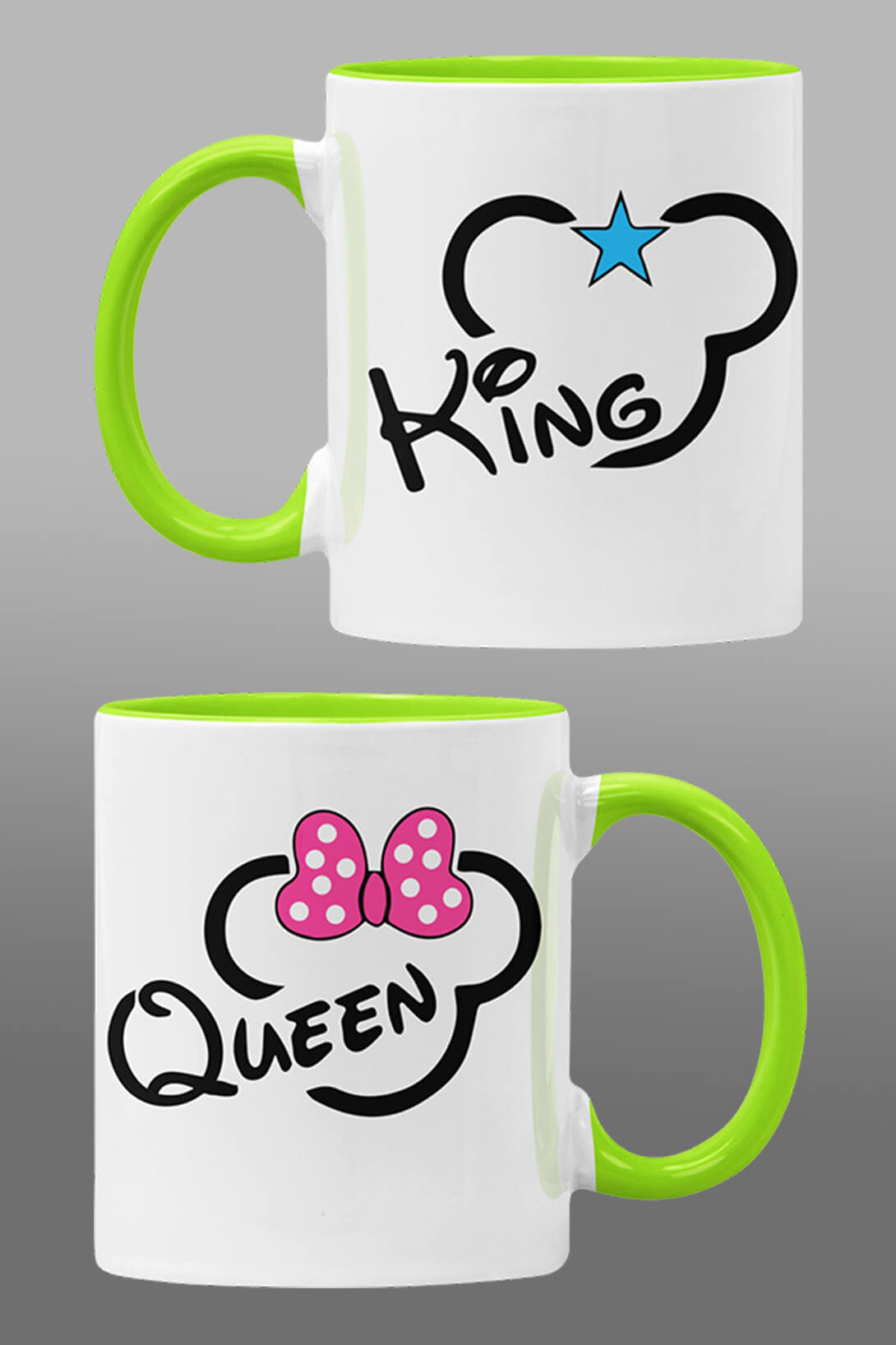 Hrnky pro zamilované King Queen Mickey Barva: Zelená