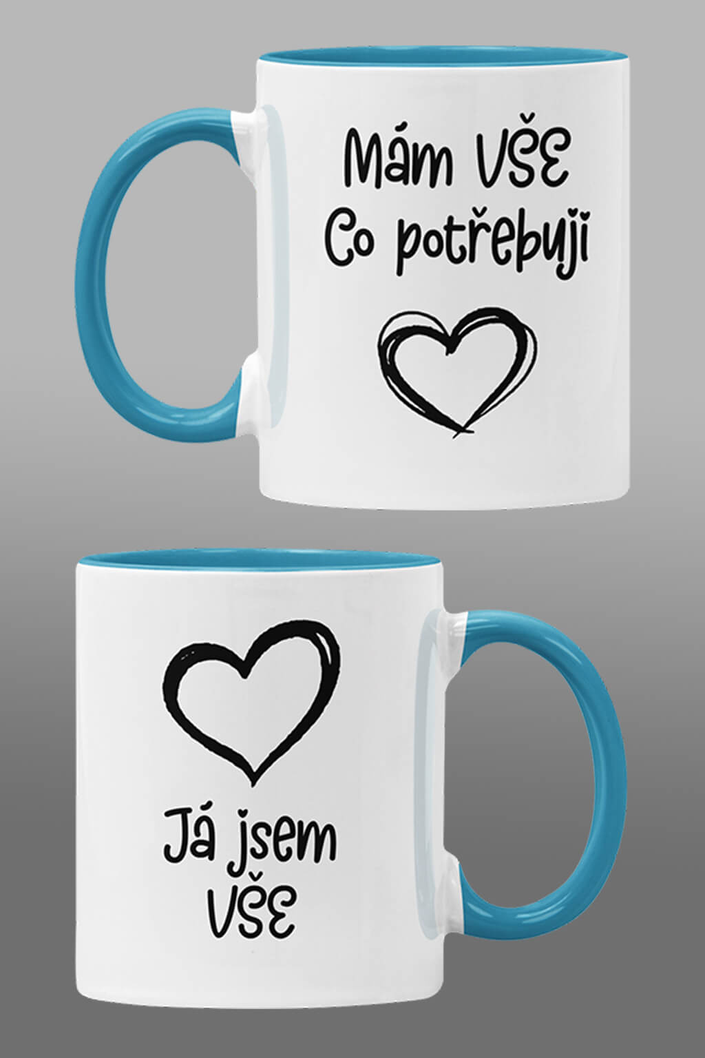 Levně Hrnky pro zamilované Všechno Barva: Modrá
