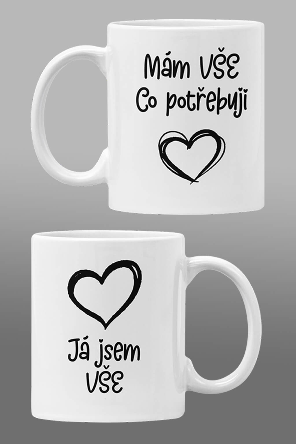 Levně Hrnky pro zamilované Všechno Barva: Bíla