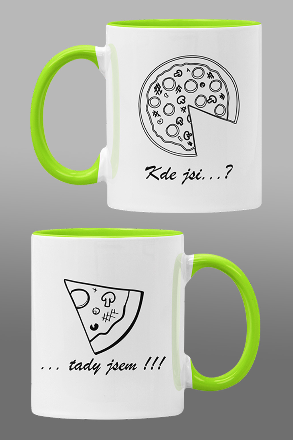 Hrnky pro zamilované Pizza Barva: Zelená