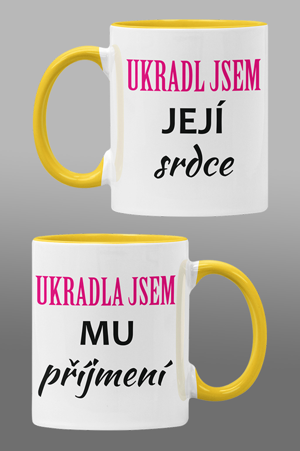 Hrnky pro zamilované Ukradl jsem/ukradla jsem Barva: Žlutá