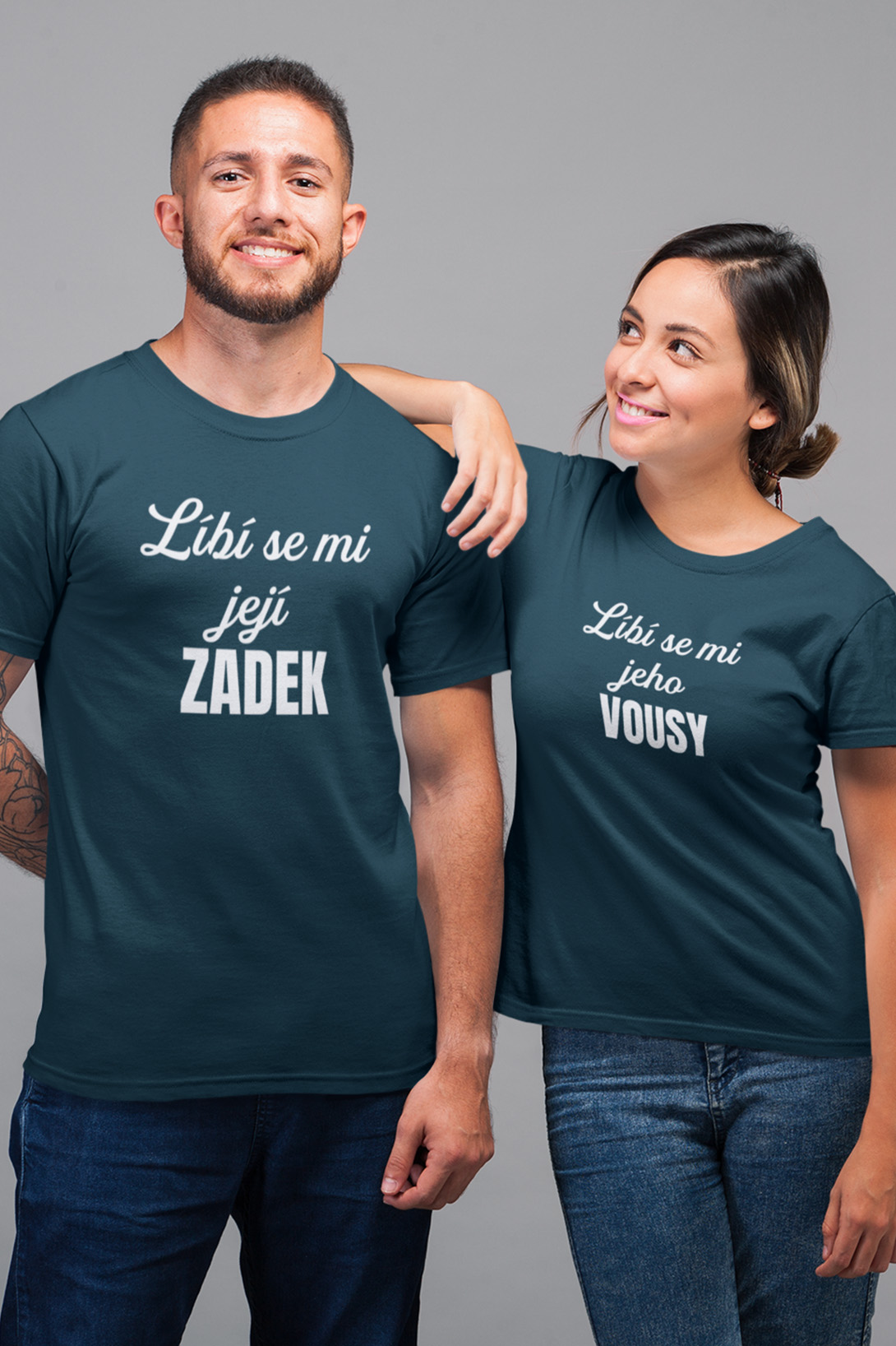 Trička pro páry Líbí se mi Barva: Petrolejová, Dámska velikost: 2XL, Pánska velikost: S