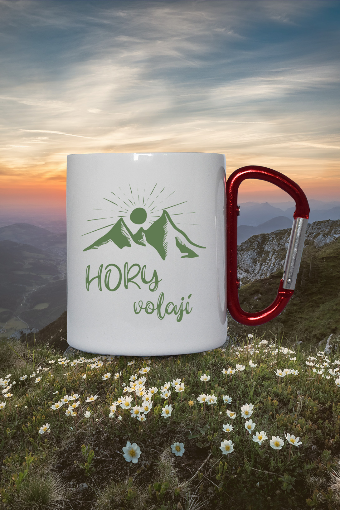 Termohrnek Hory volají Hrnek: Termohrnek s karabínkou- bílý