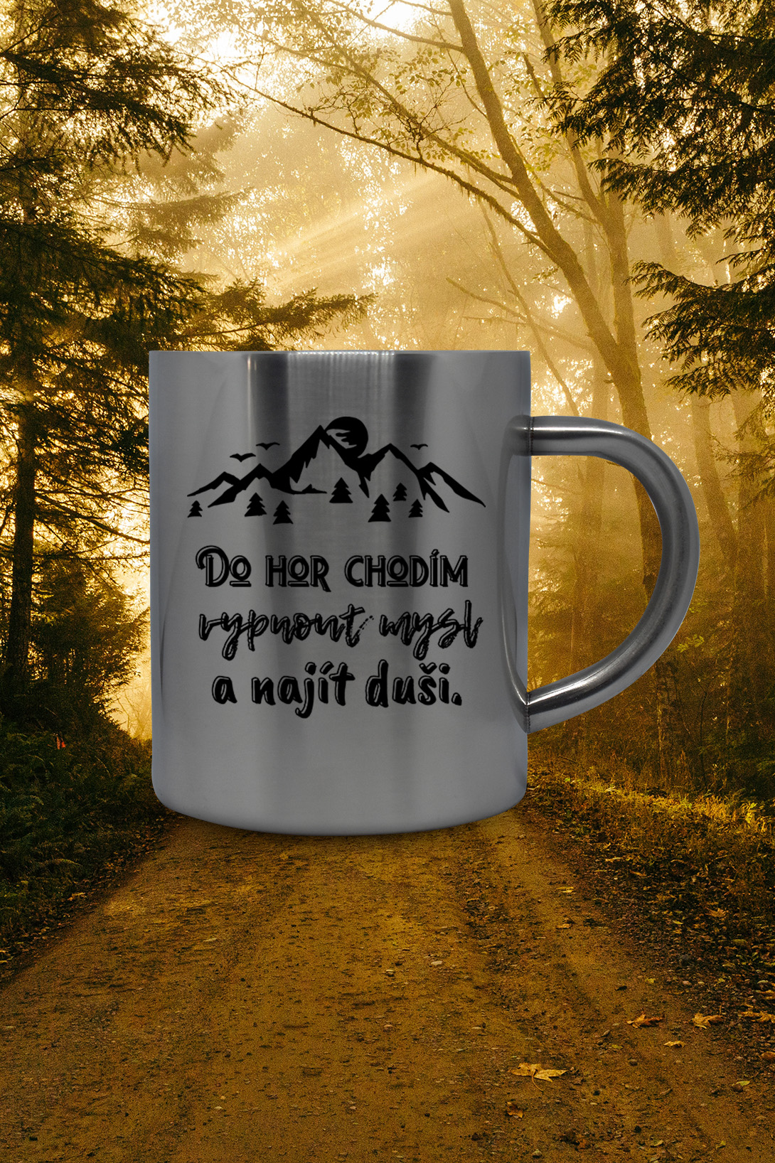 Termohrnek Do hor chodím Hrnek: Termohrnek - šedý