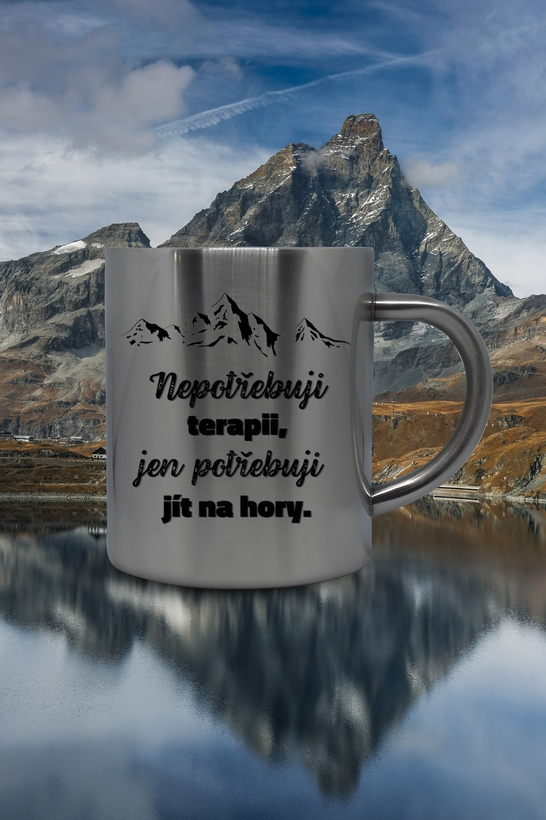 Termohrnek Nepotřebuji terapii Hrnek: Termohrnek - šedý