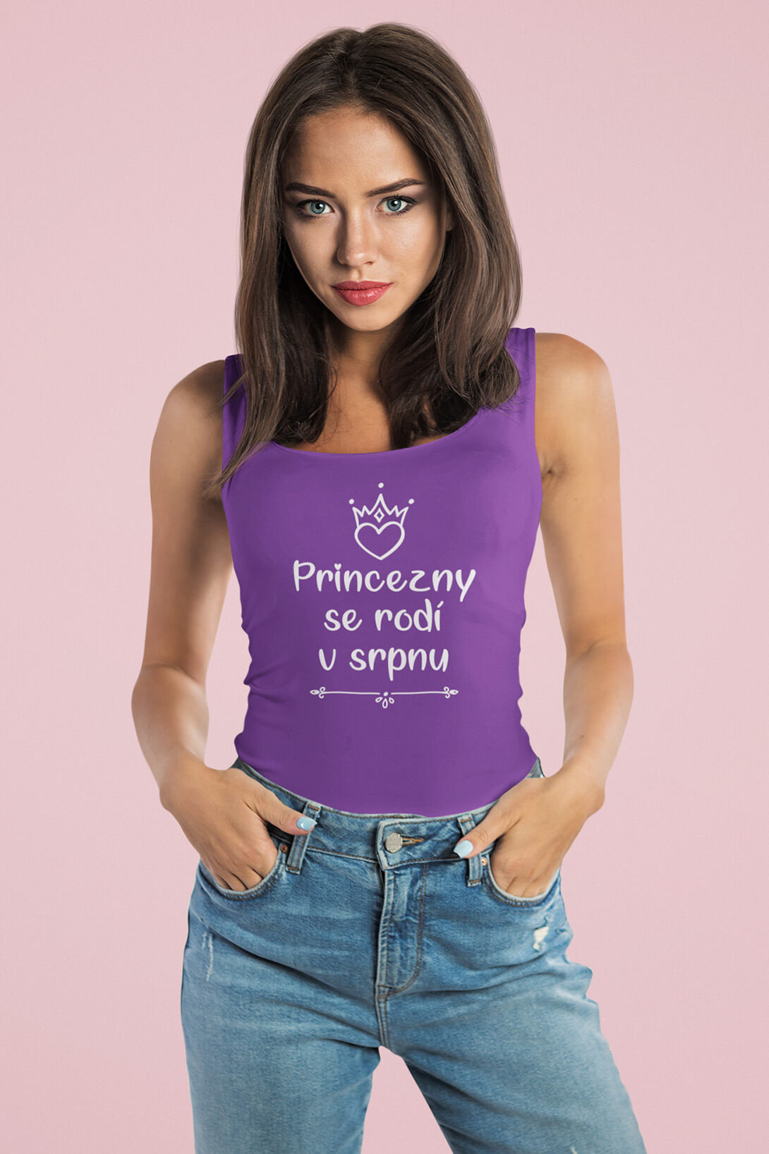 Dámské tílko Princezny se rodí v srpnu Barva: Fialová, Velikost: L