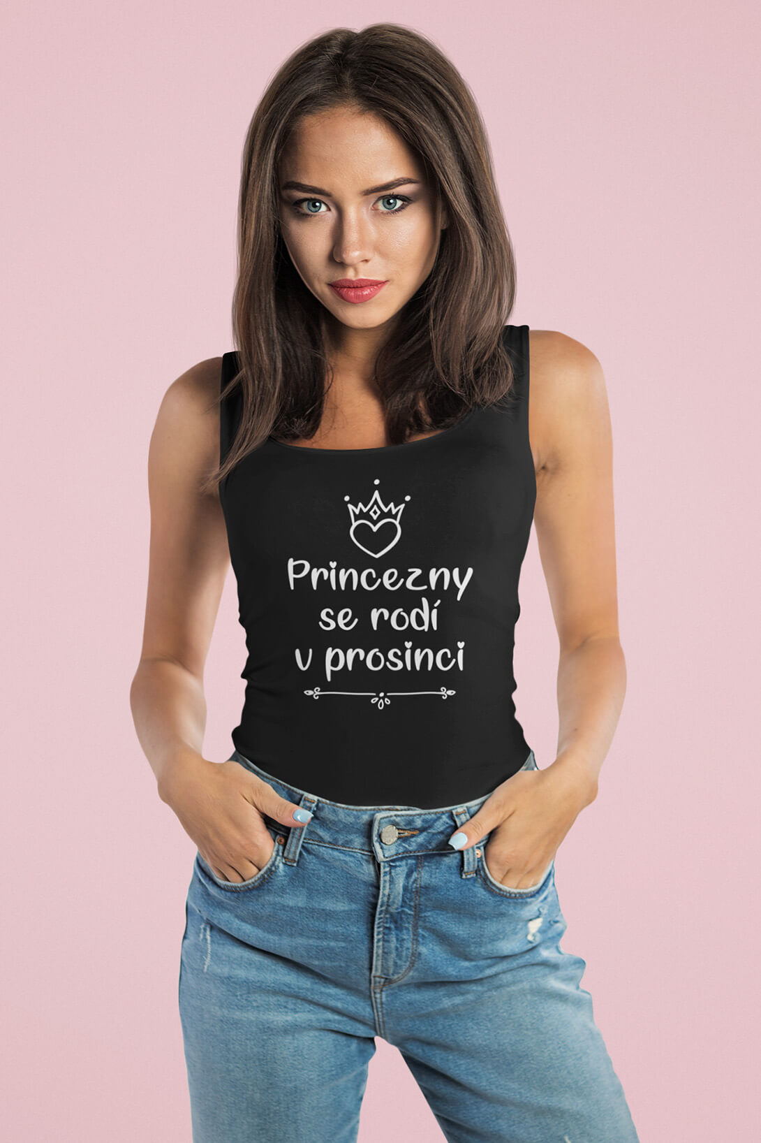 Dámské tílko Princezny se rodí v prosinci Barva: Černá, Velikost: 2XL