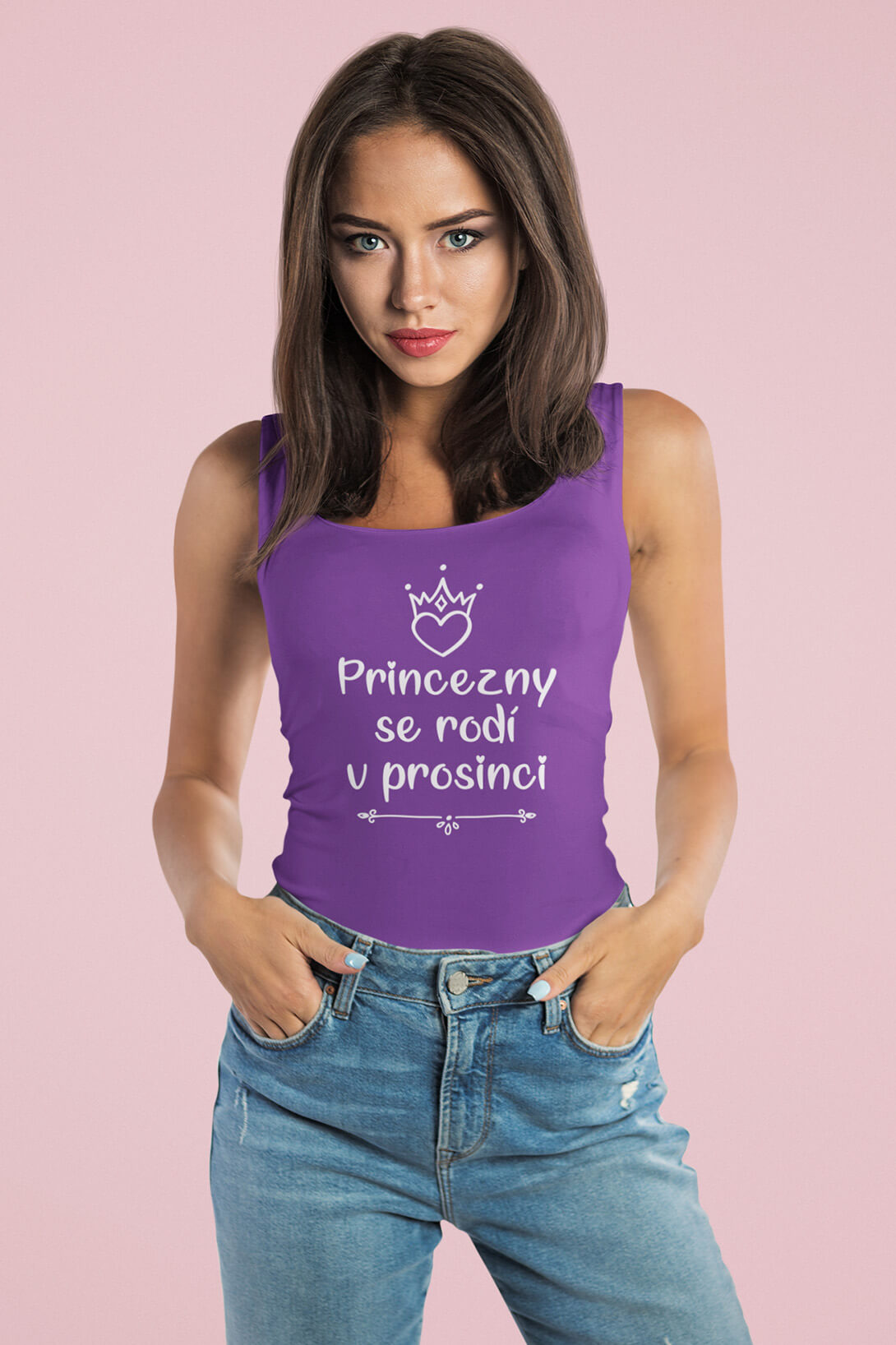 Dámské tílko Princezny se rodí v prosinci Barva: Fialová, Velikost: L