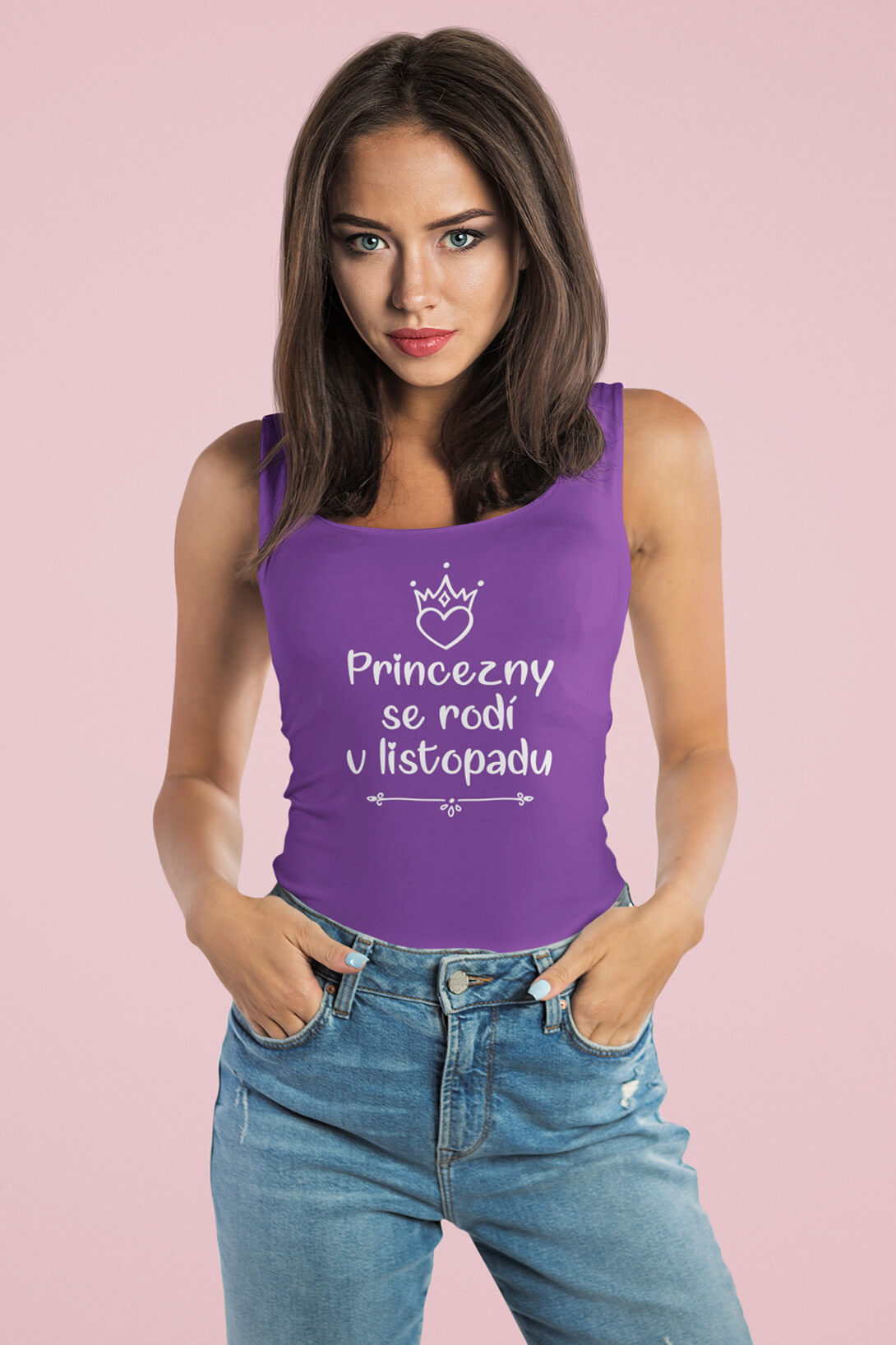 Dámské tílko Princezny se rodí v listopadu Barva: Fialová, Velikost: L