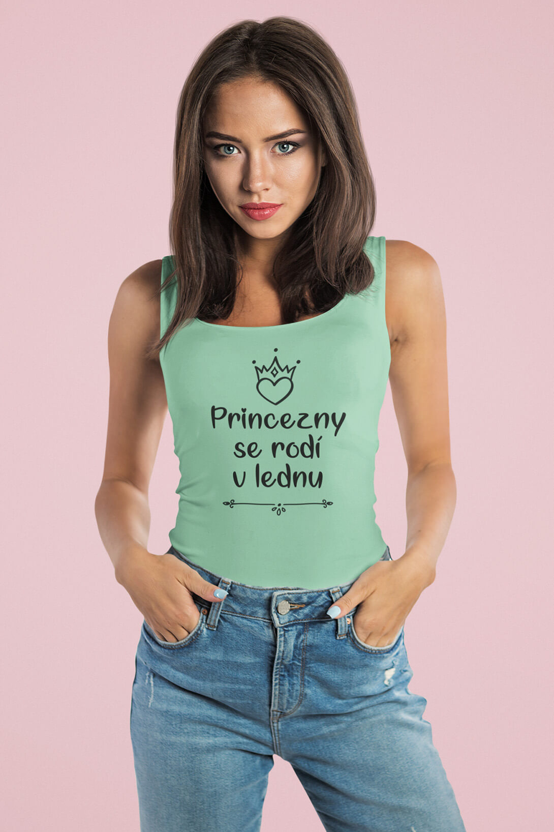 Dámské tílko Princezny se rodí v lednu Barva: Mätová, Velikost: XS