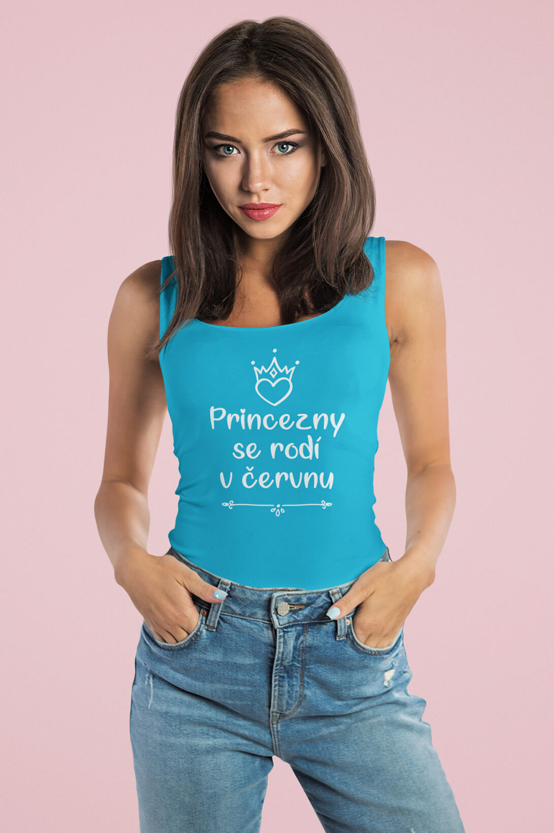 Dámské tílko Princezny se rodí v červnu Barva: Tyrkysová, Velikost: L