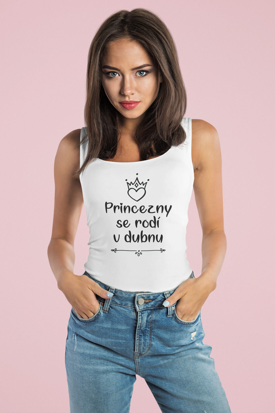 Dámské tílko Princezny se rodí v dubnu Barva: Bíla, Velikost: XS