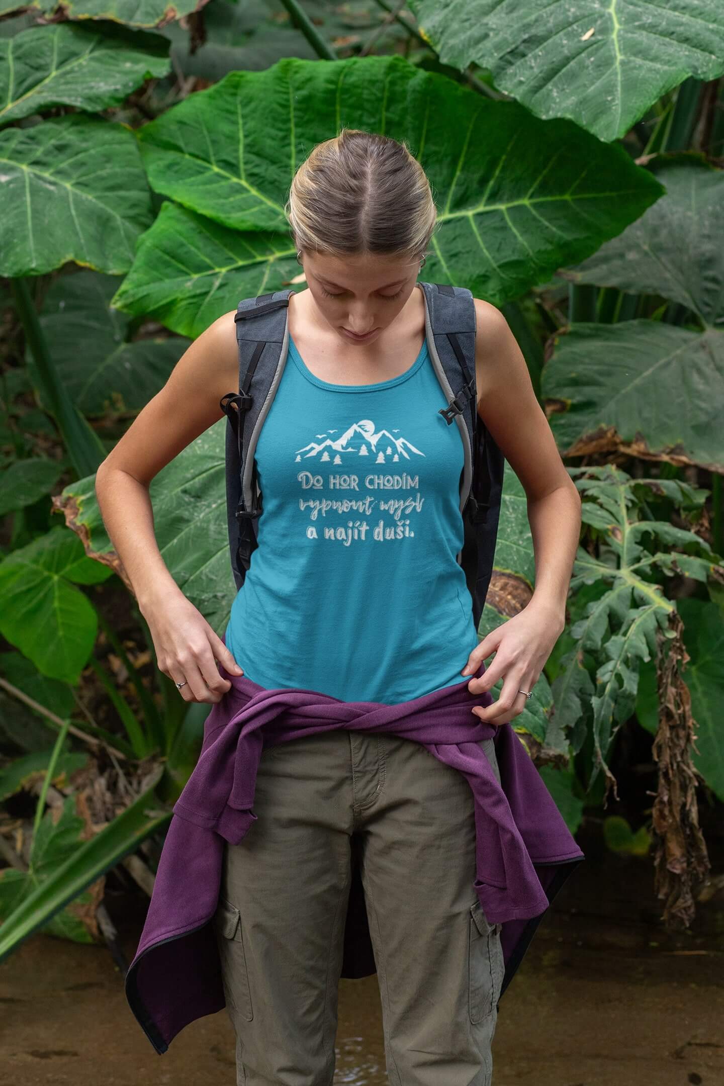 Dámské tílko Do hor chodím Barva: Tyrkysová