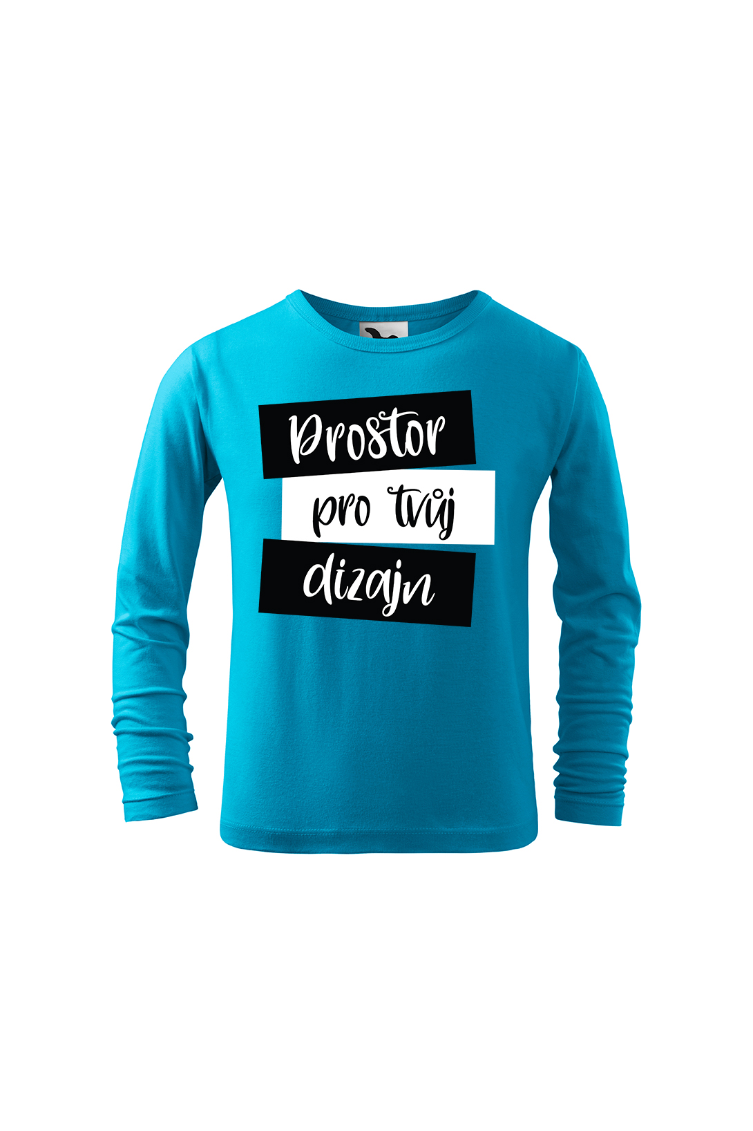 Dětské tričko s vlastním potiskem (dlouhý rukáv) Barva: Tyrkysová, Velikost: 122