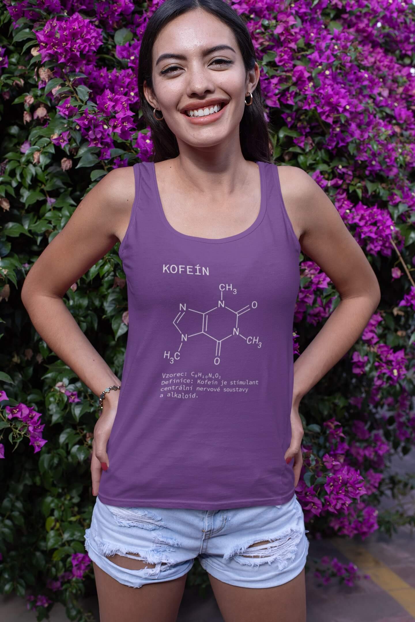 Dámské tílko Kofeín Barva: Fialová, Velikost: L