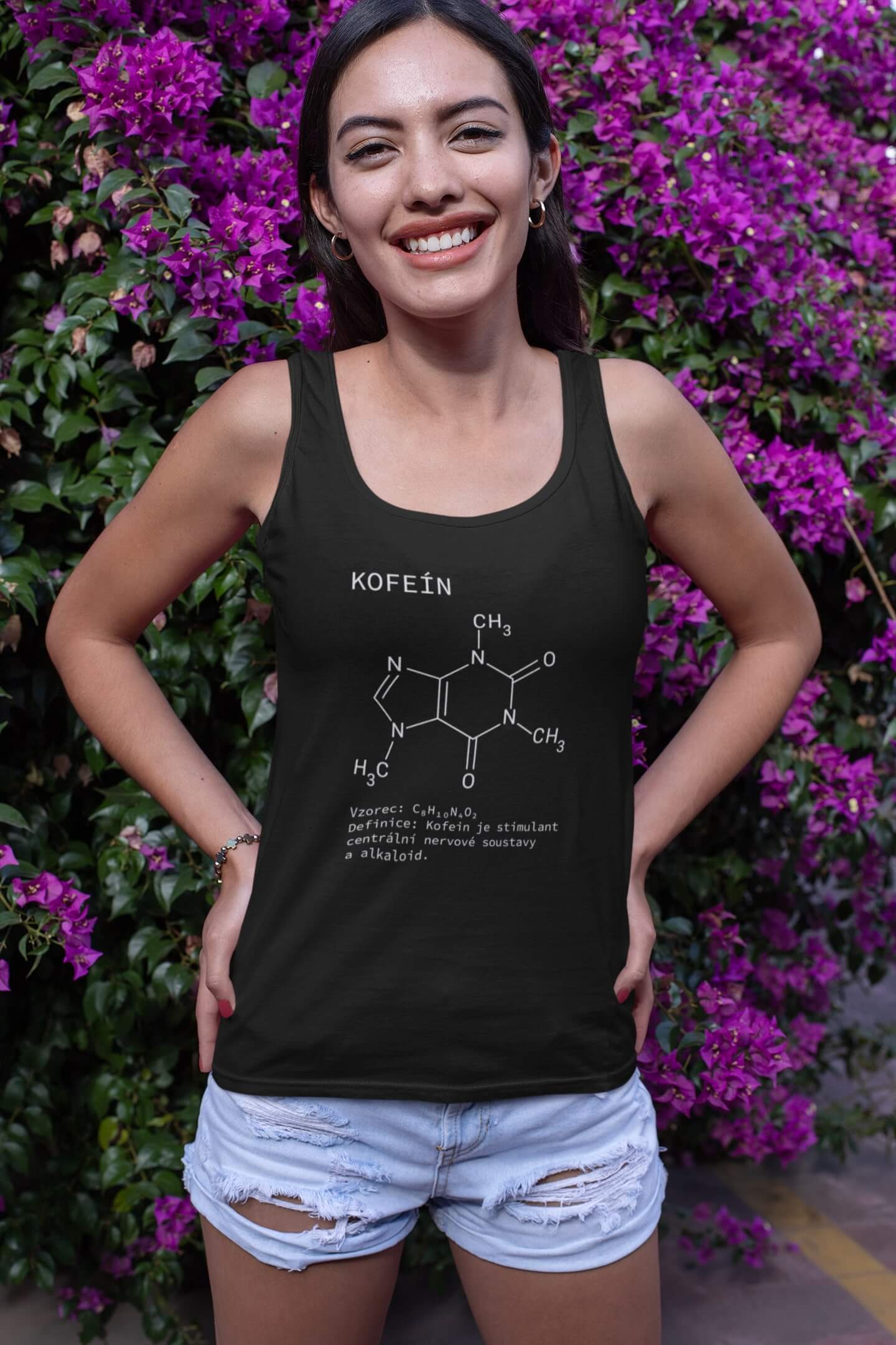 Dámské tílko Kofeín Barva: Černá, Velikost: 2XL