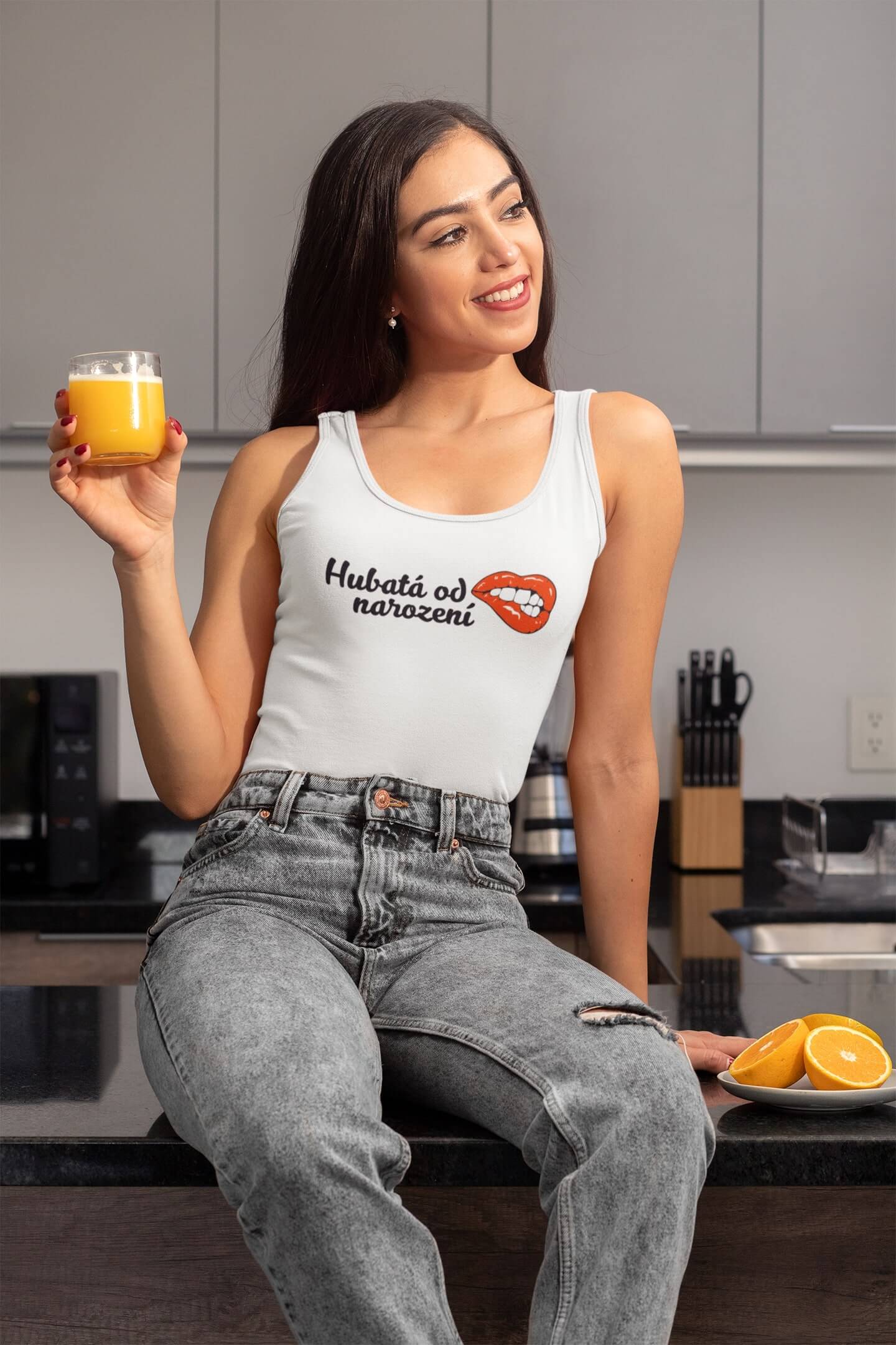 Dámské tílko Hubatá od narození Barva: Bíla, Velikost: M