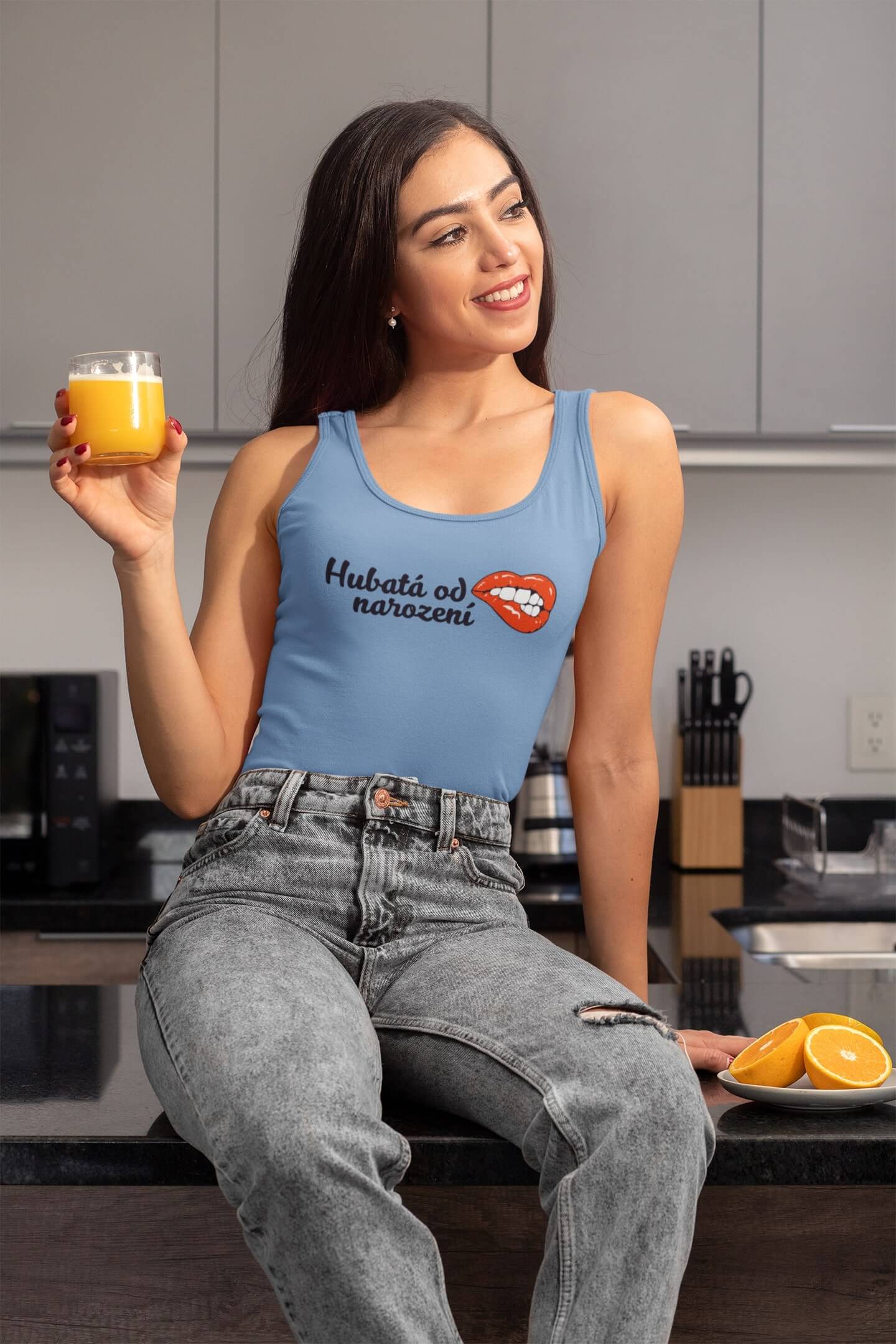 Dámské tílko Hubatá od narození Barva: Světlemodrá, Velikost: XL