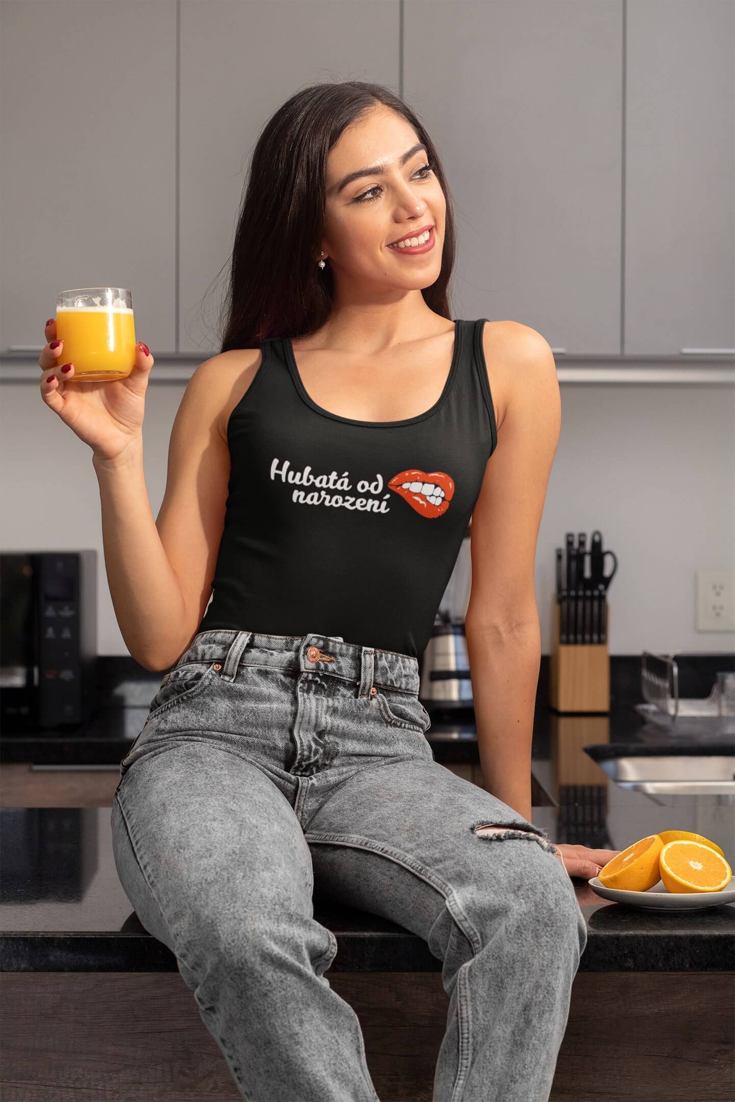 Dámské tílko Hubatá od narození Barva: Černá, Velikost: 2XL