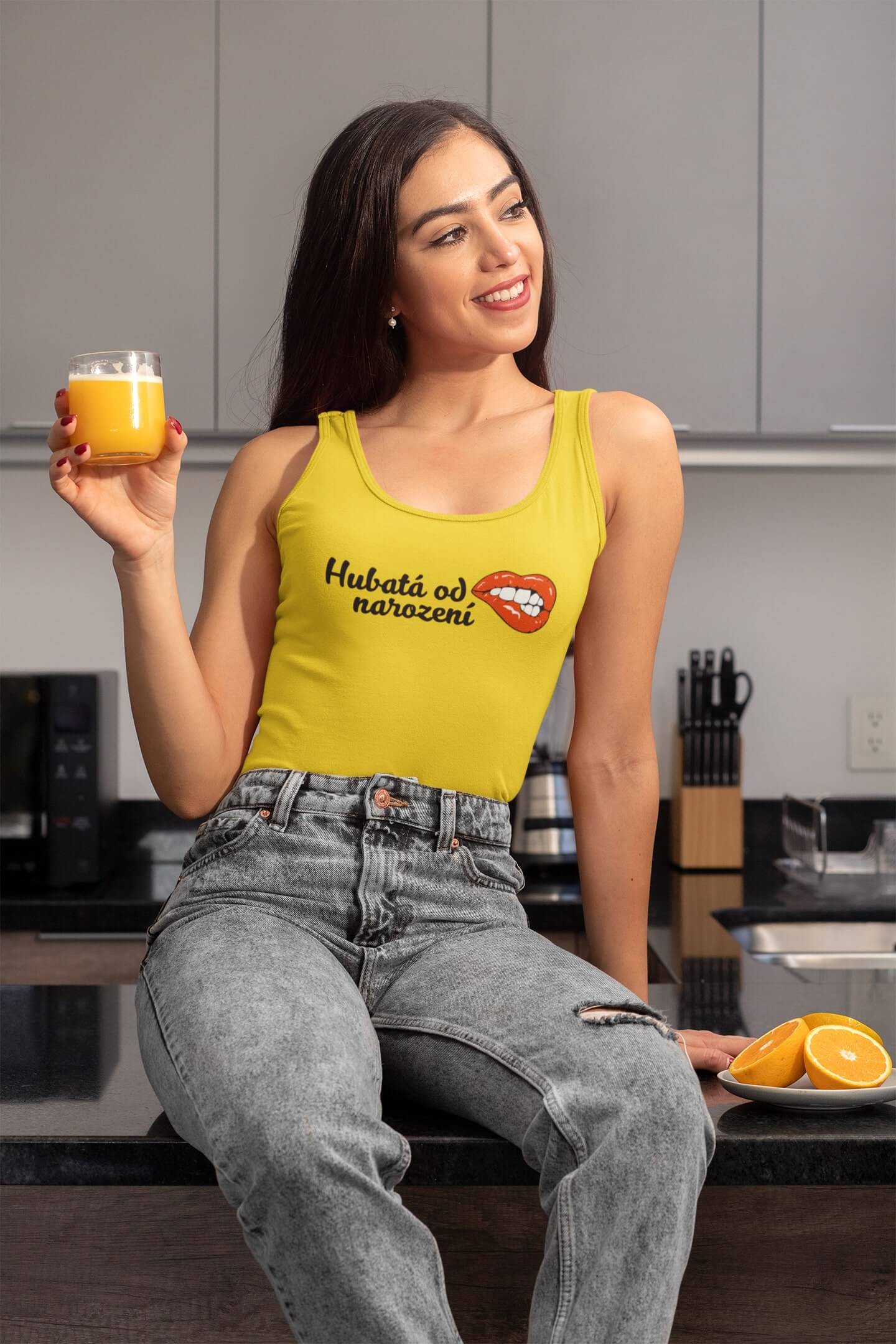 Dámské tílko Hubatá od narození Barva: Žlutá, Velikost: L