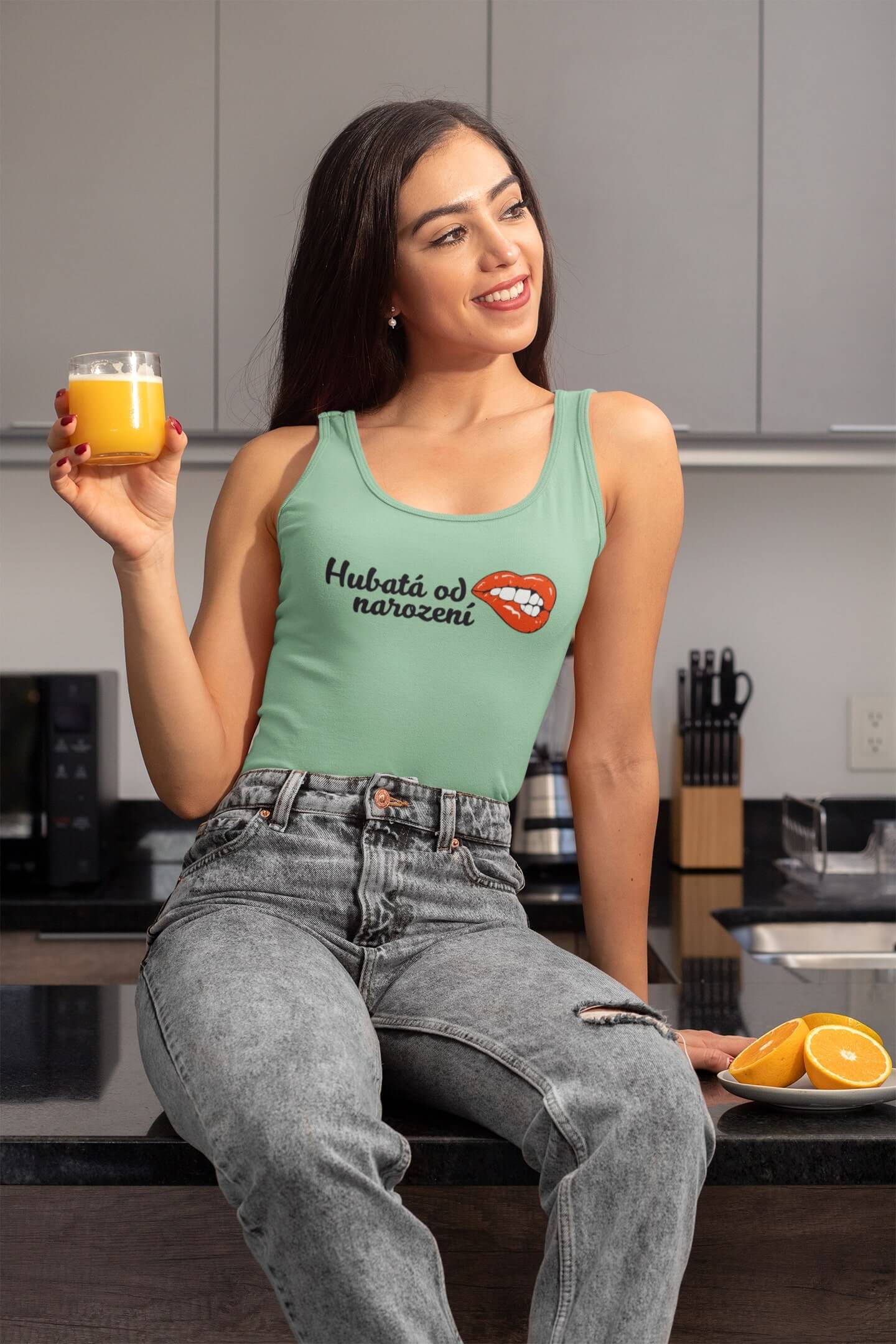 Dámské tílko Hubatá od narození Barva: Mätová, Velikost: L