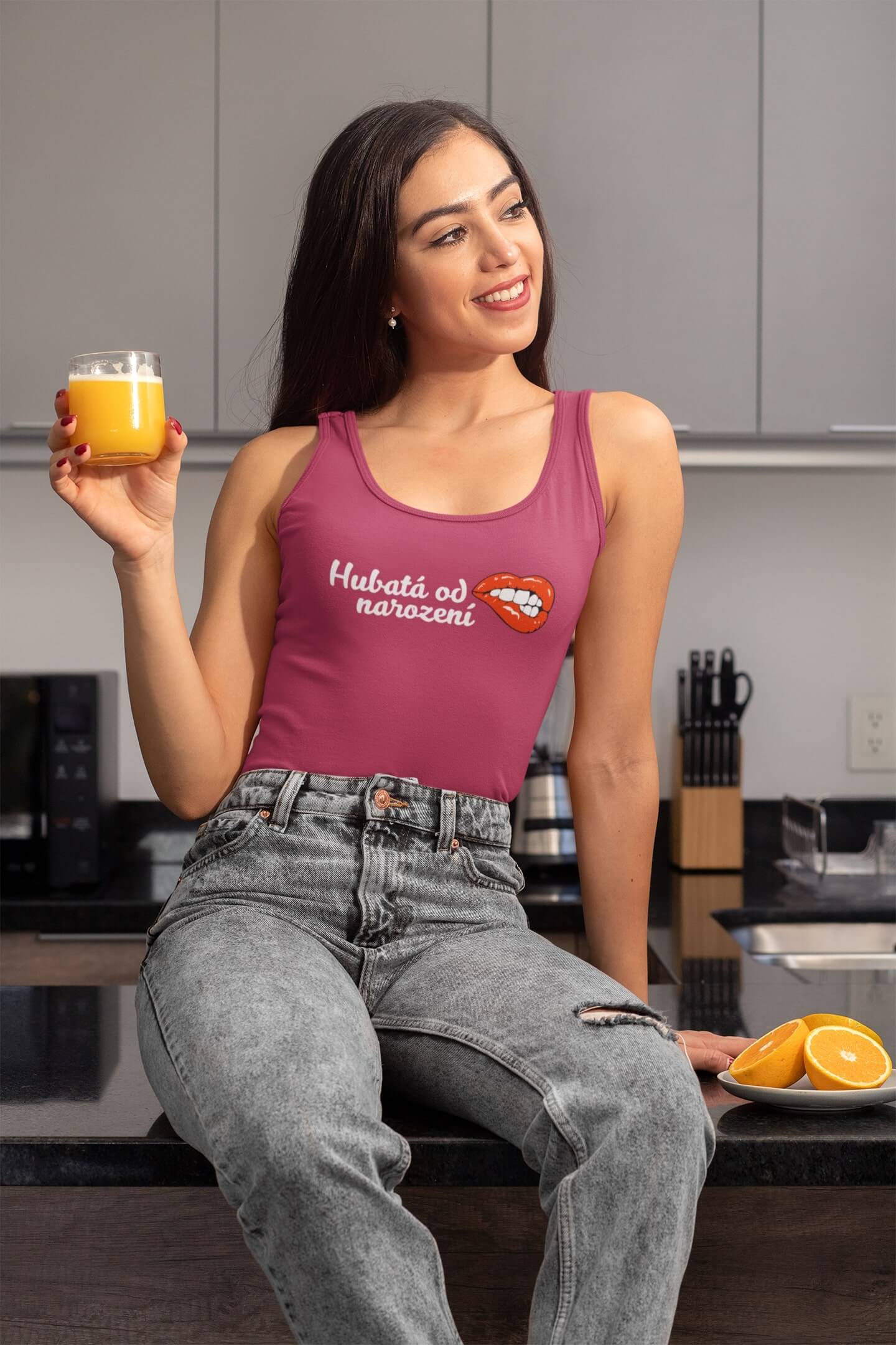 Dámské tílko Hubatá od narození Barva: Purpurová, Velikost: M