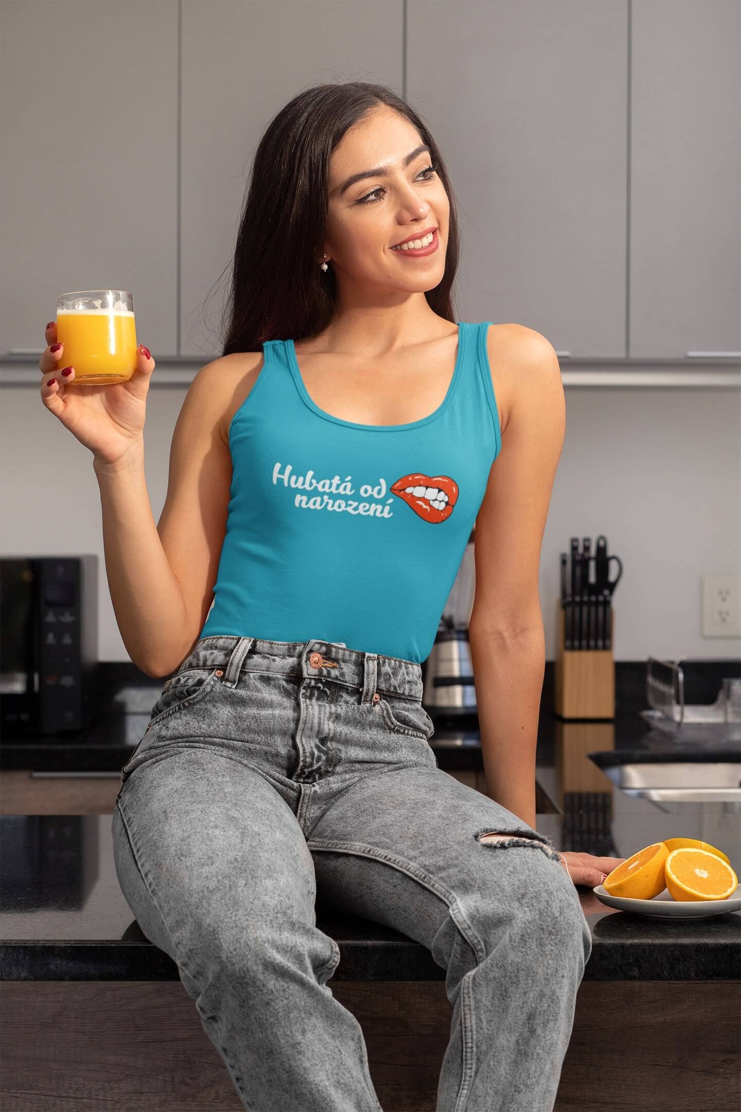 Dámské tílko Hubatá od narození Barva: Tyrkysová, Velikost: S