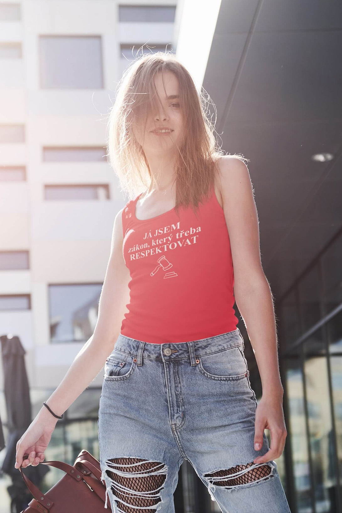 Dámské tílko Já jsem zákon Barva: Červená, Velikost: XL