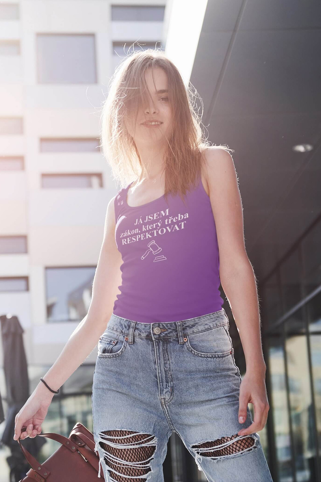 Dámské tílko Já jsem zákon Barva: Fialová, Velikost: L