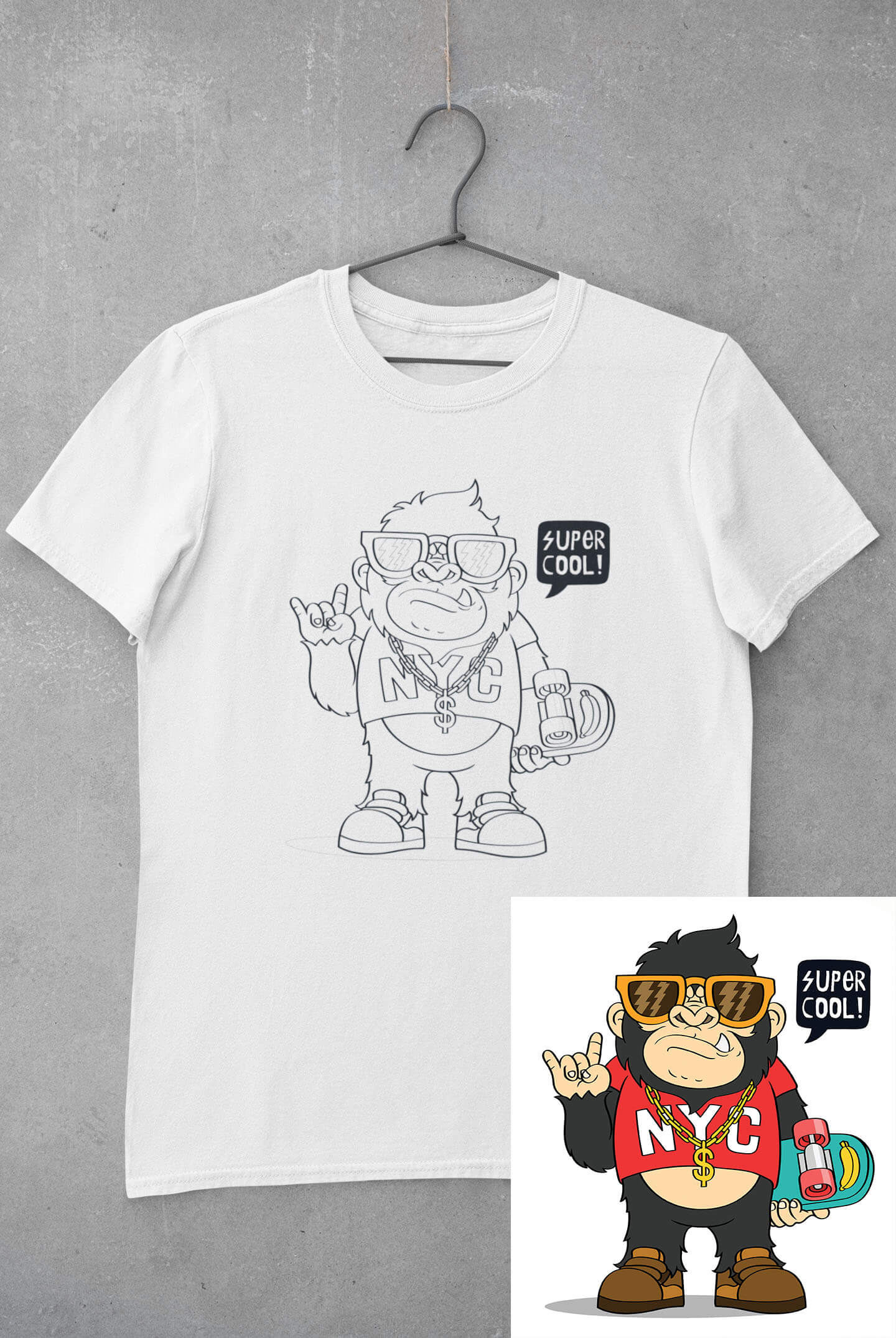 Detské tričko vymaľuj si Gorila Velikost: 134