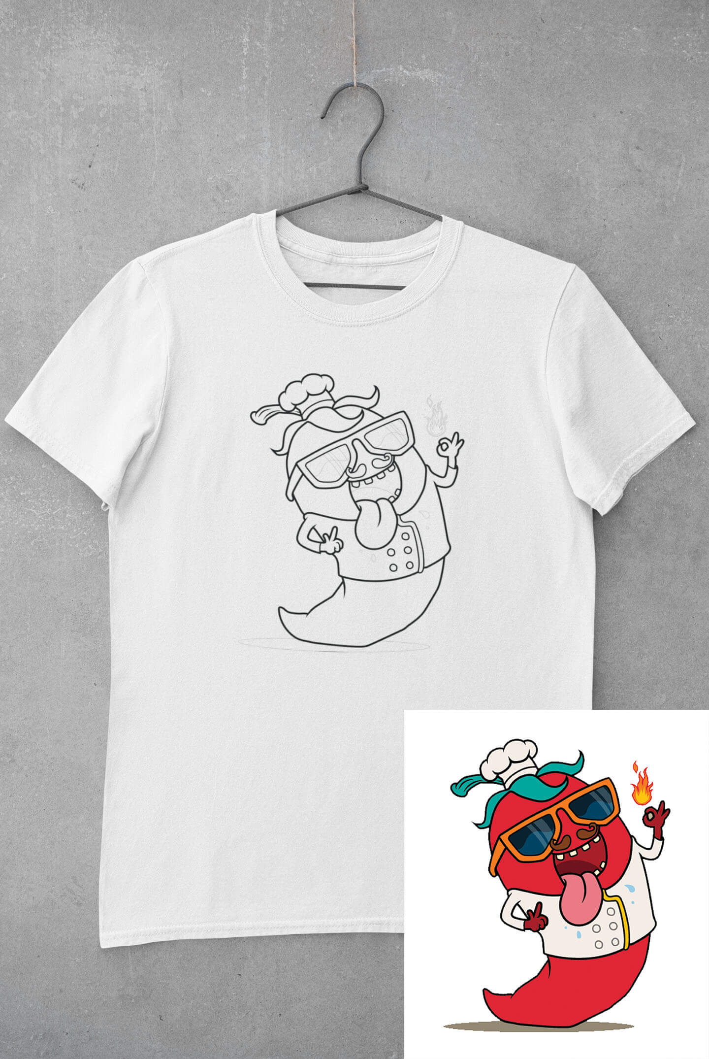 Dětské tričko vymaluj si Chilli paprička Velikost: 134