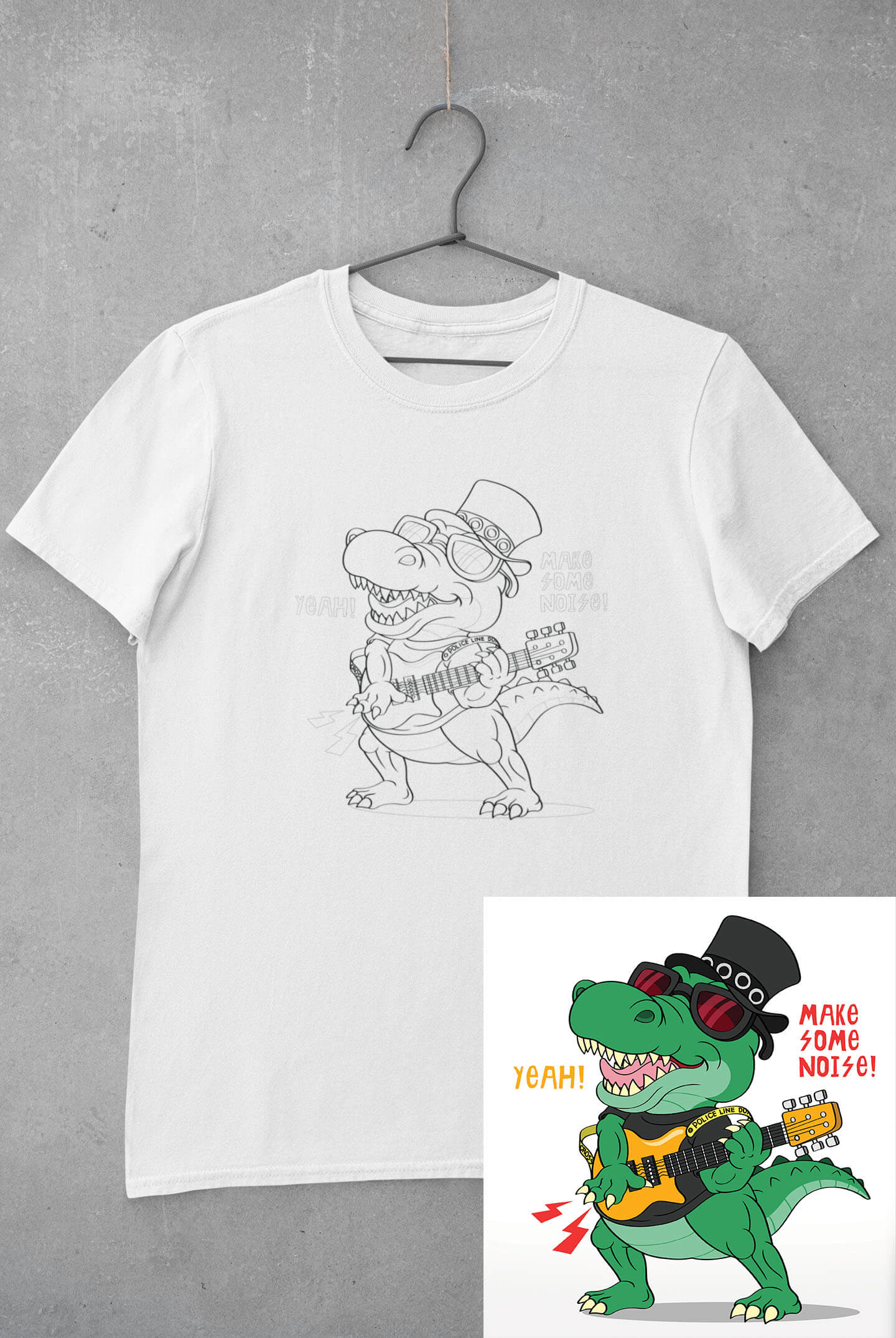 Dětské tričko vymaluj si Krokodýl s kytarou Velikost: 110