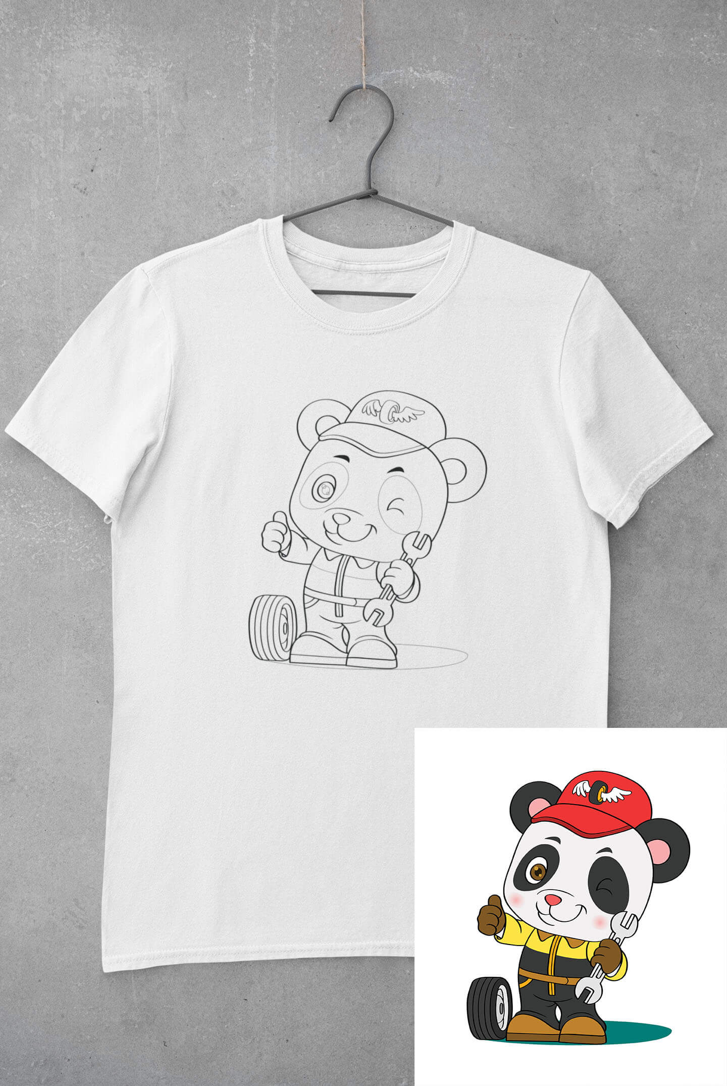 Dětské triko vymaluj si Panda automechanik Velikost: 122