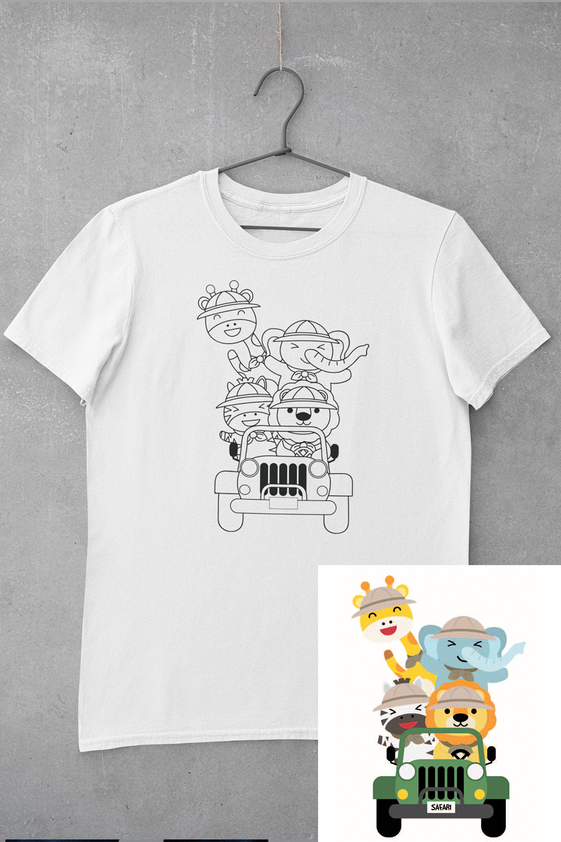 Dětské tričko vymaluj si Safari zvířátka Velikost: 134
