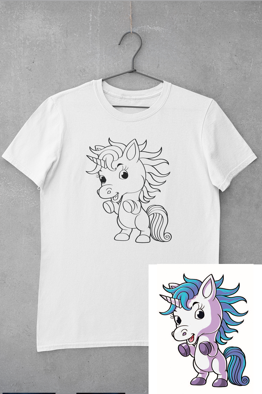 Dětské tričko vymaluj si Veselý jednorožec Velikost: 134