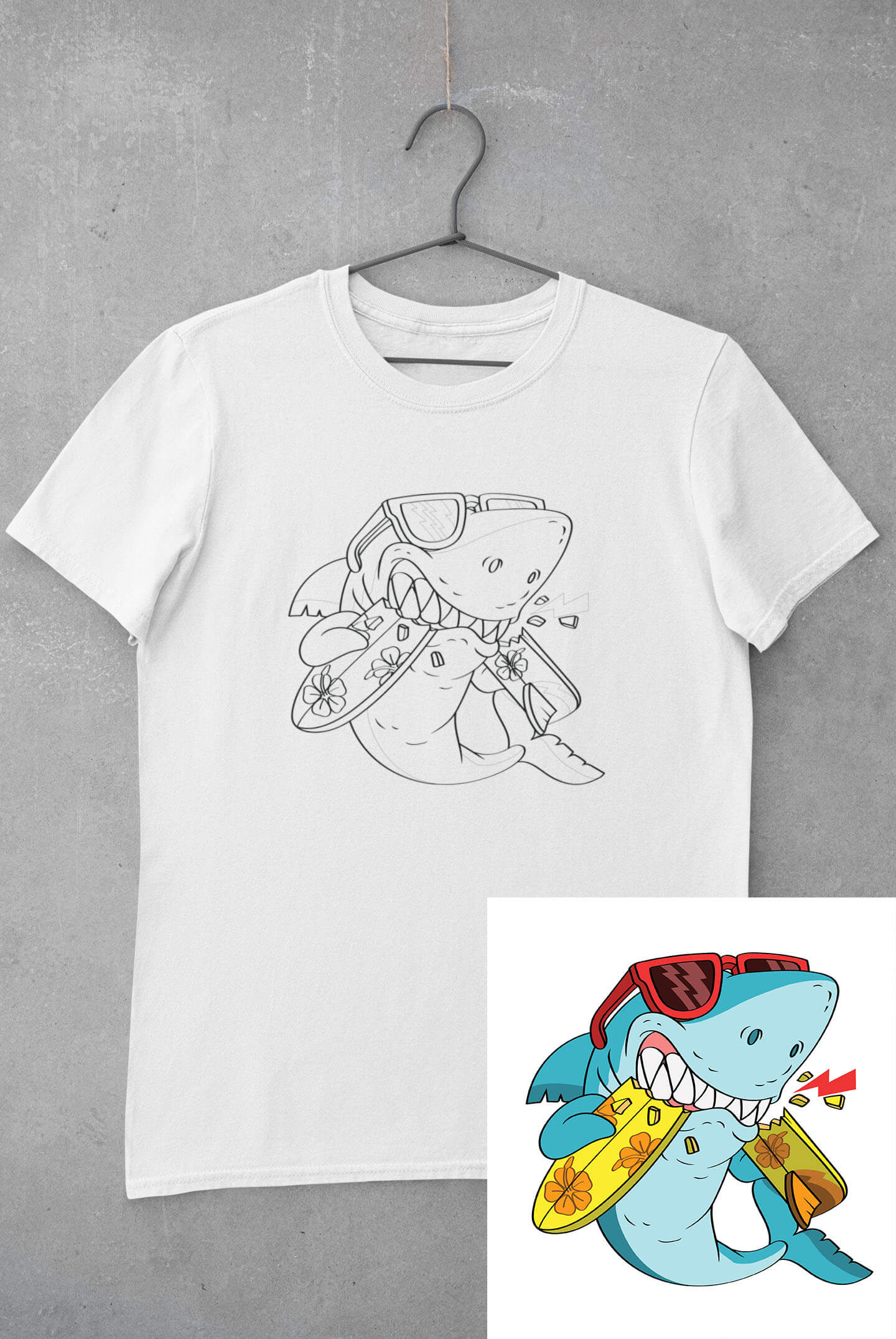 Dětské triko vymaluj si Žralok Velikost: 134