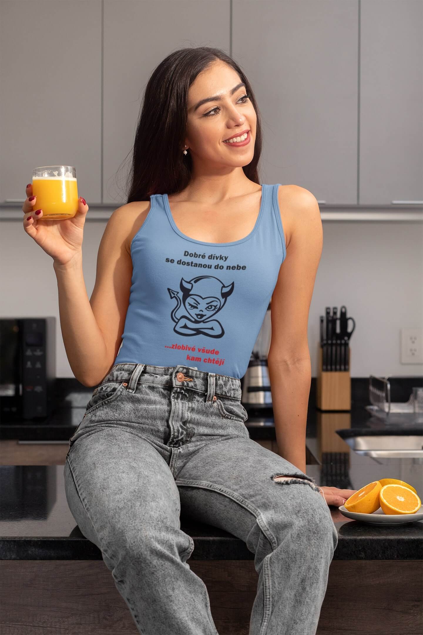 Dámské tílko Zlobivé dívky Barva: Světlemodrá, Velikost: S