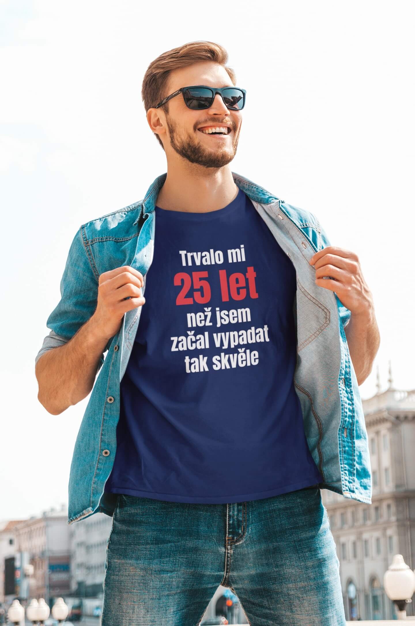 Pánské tričko Trvalo mi 25 let Barva: Půlnoční modrá