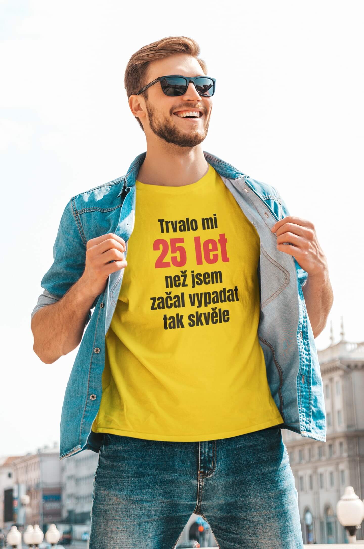 Pánské tričko Trvalo mi 25 let Barva: Žlutá, Velikost: 4XL